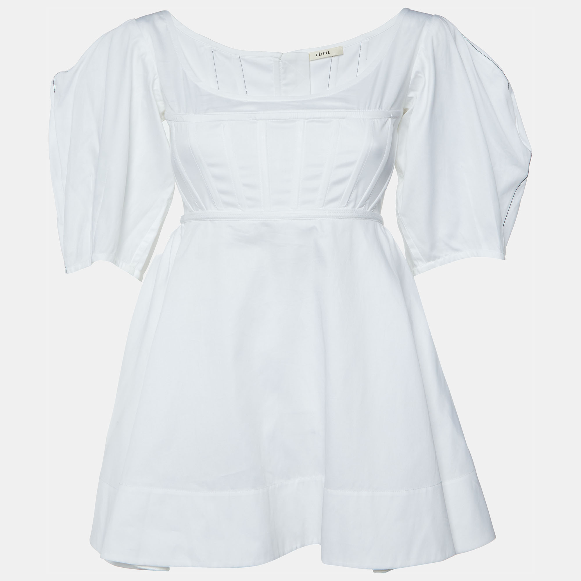 

Celine White Cotton Corset Top M, Green