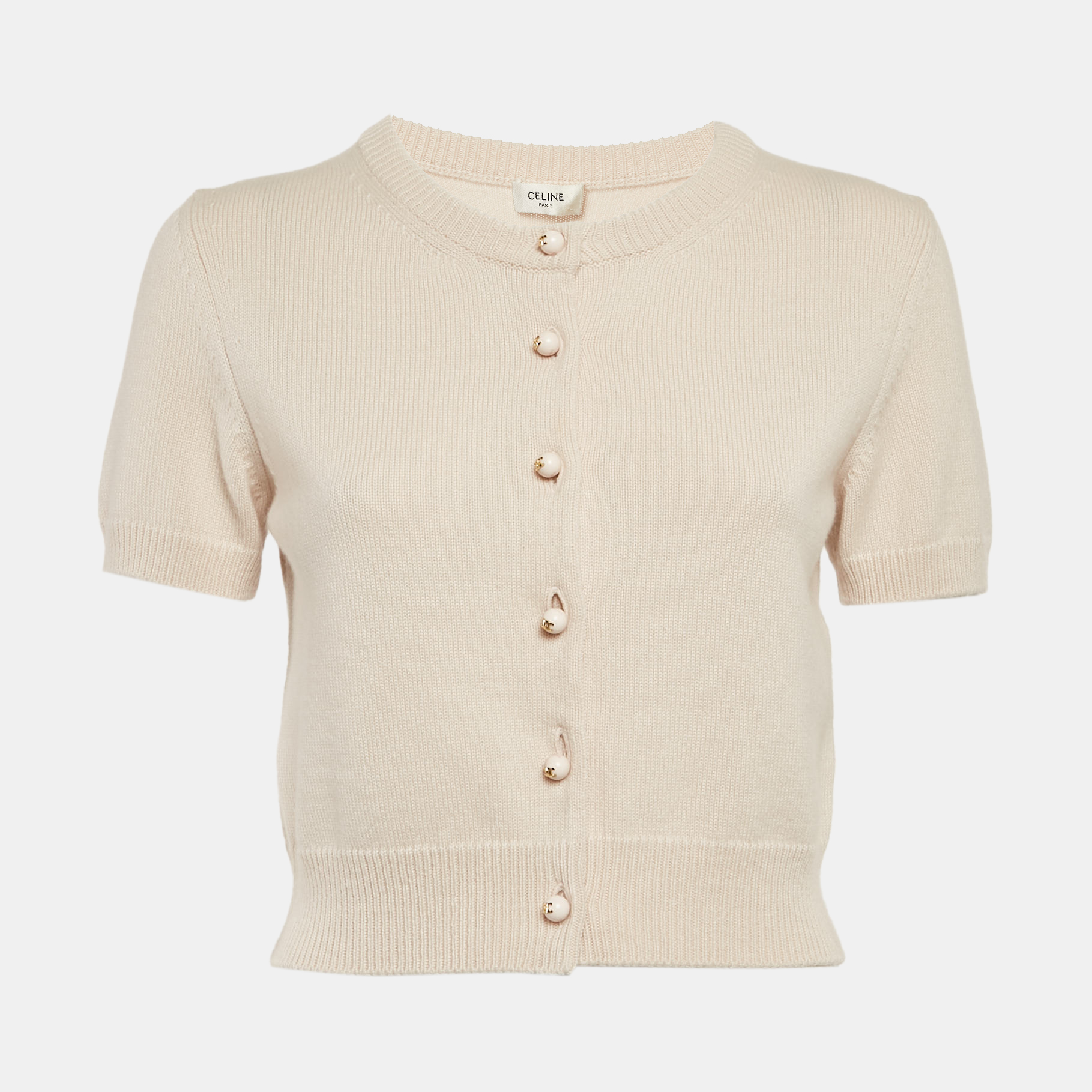 

Celine Light Pink Cashmere Buttoned Top M