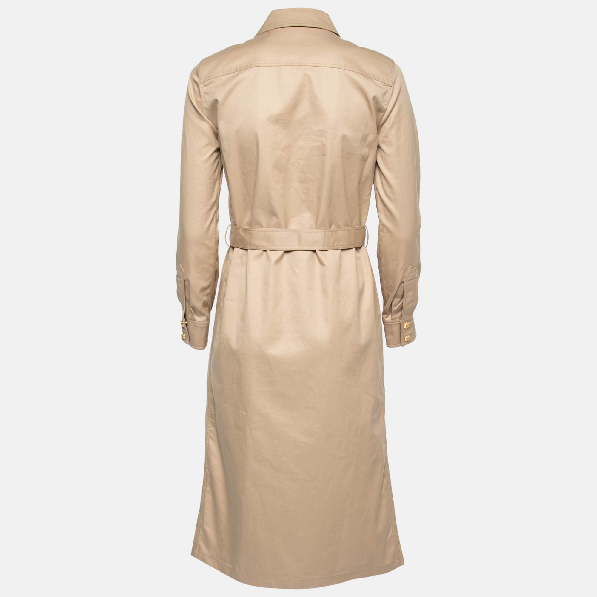 

Celine Beige Gabardine Belted Midi Dress