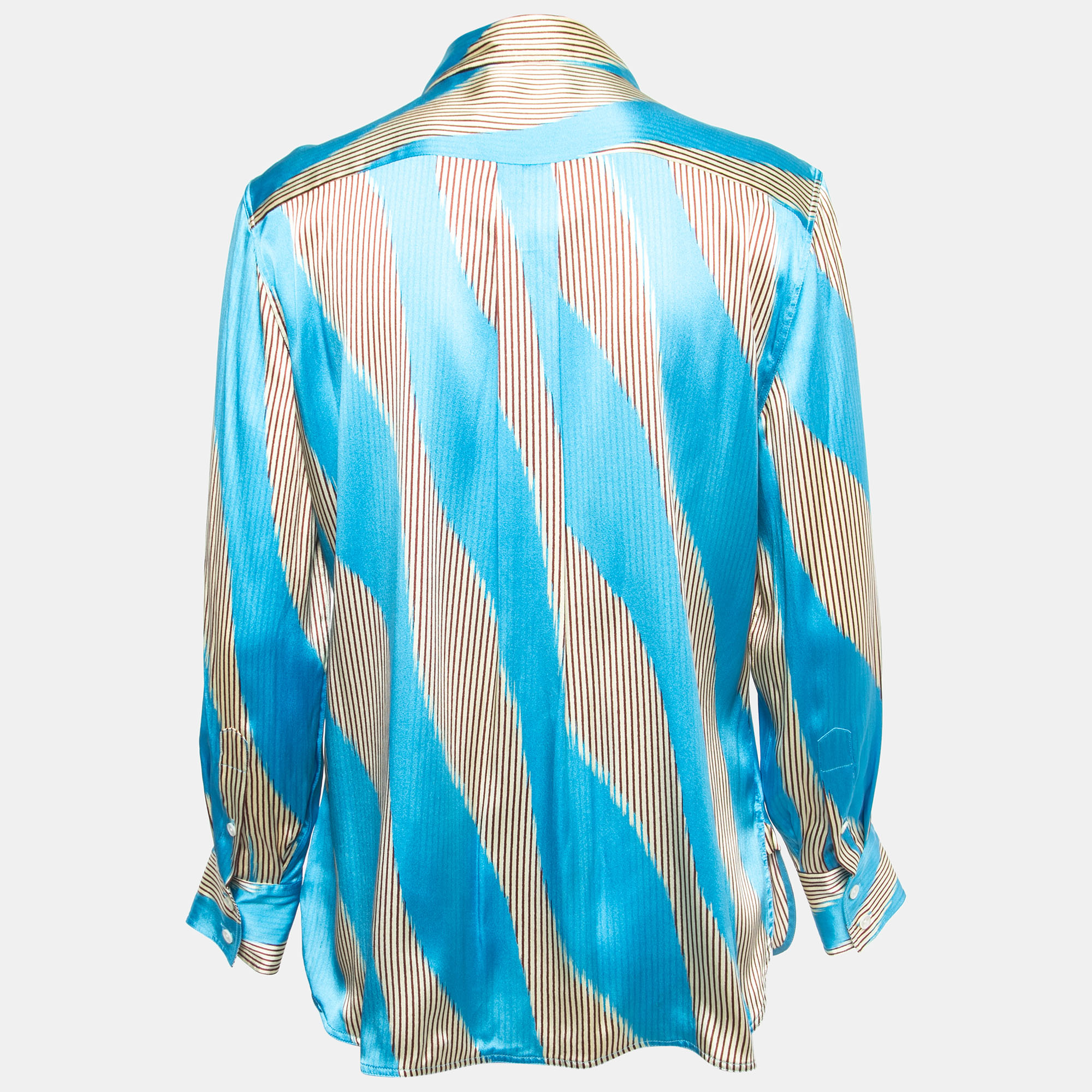 

Celine Blue Printed Satin Silk Buttoned Shirt
