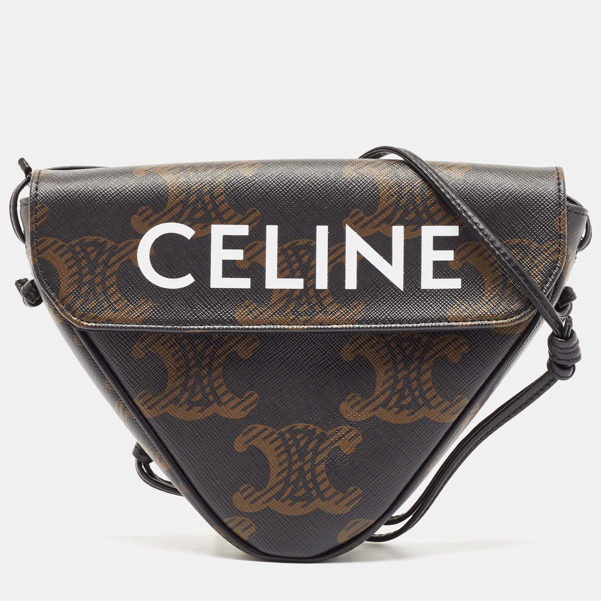 

Celine Black/Brown Triomphe Canvas Triangle Crossbody Bag