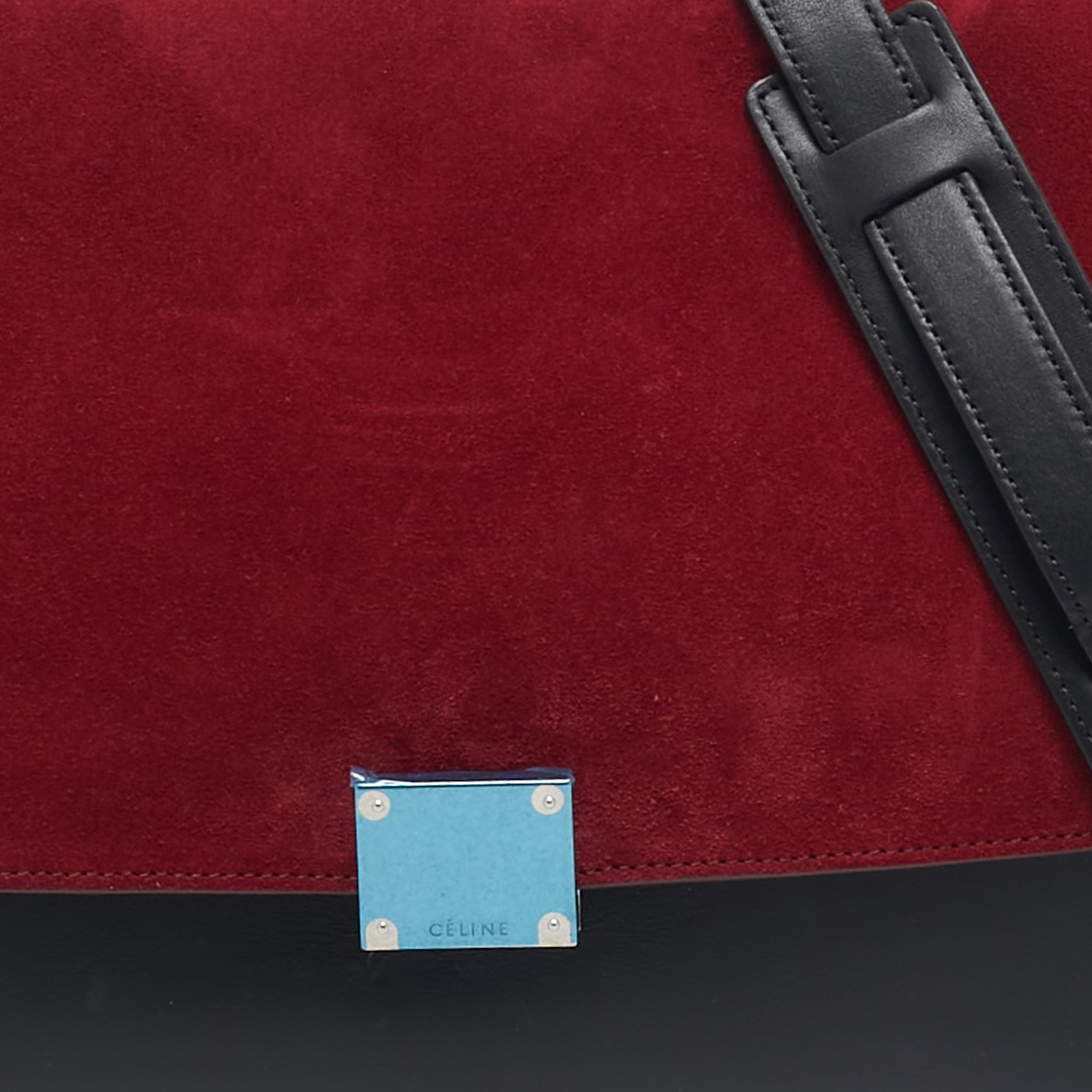 Celine Tricolor Leather and Suede Small Trapeze Top Handle Bag 