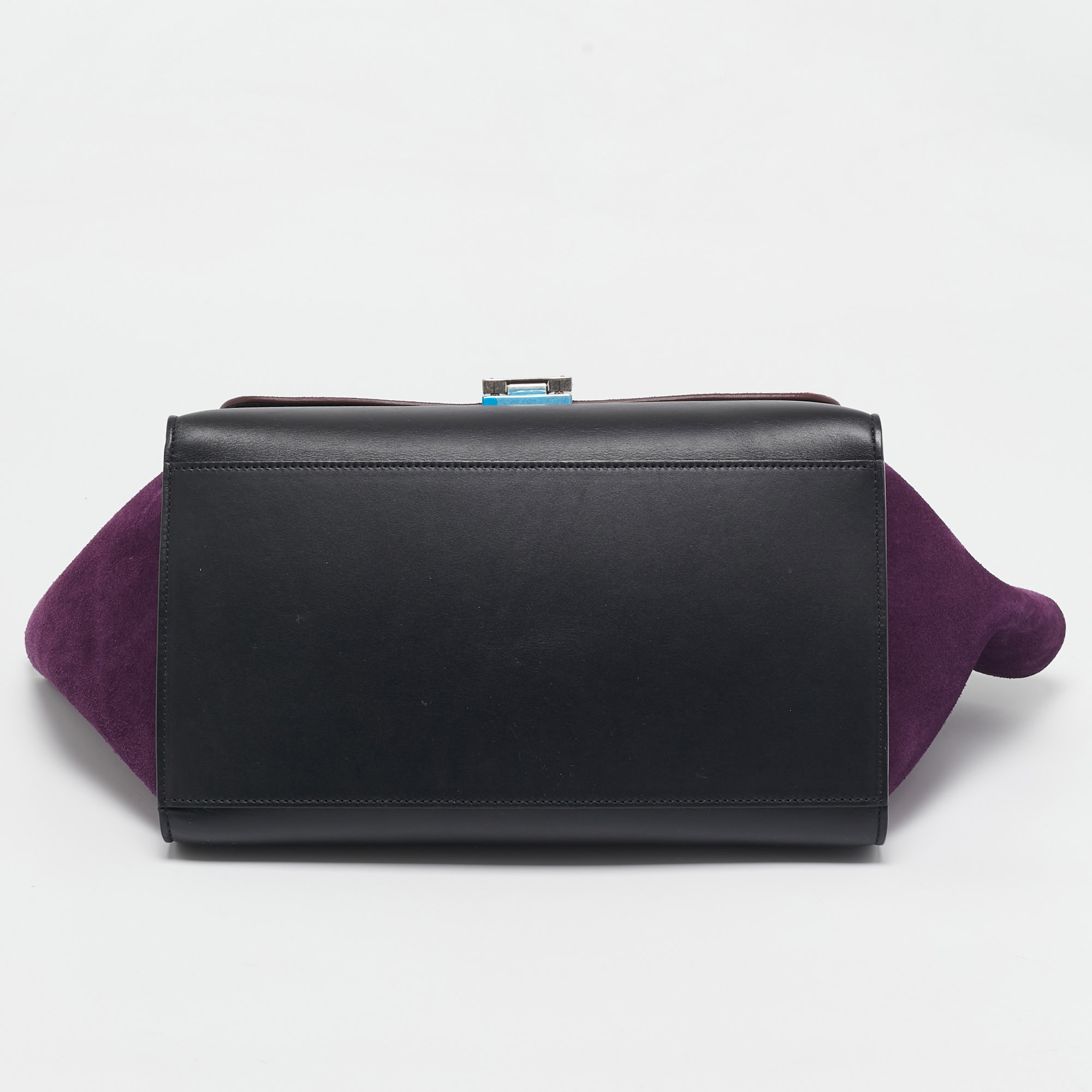 Celine Tricolor Leather and Suede Small Trapeze Top Handle Bag 