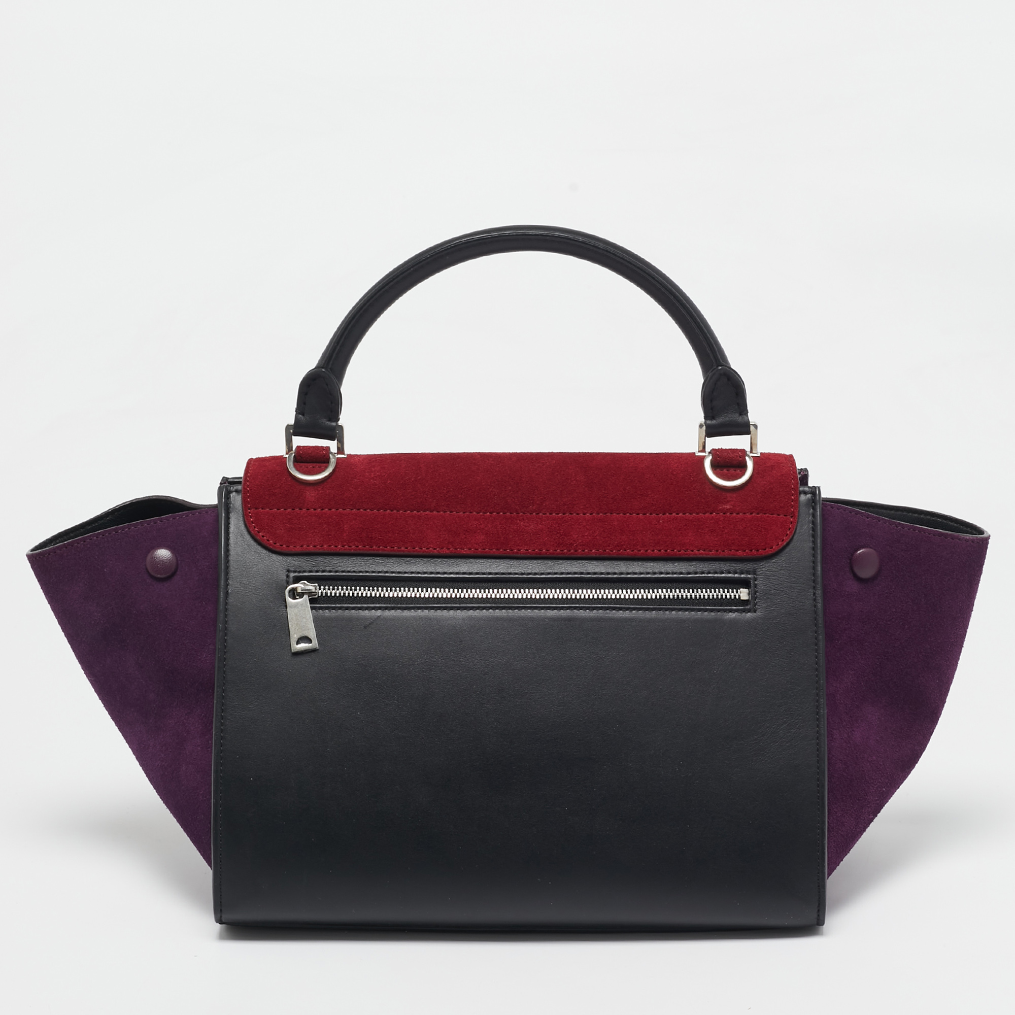 Celine Tricolor Leather and Suede Small Trapeze Top Handle Bag 