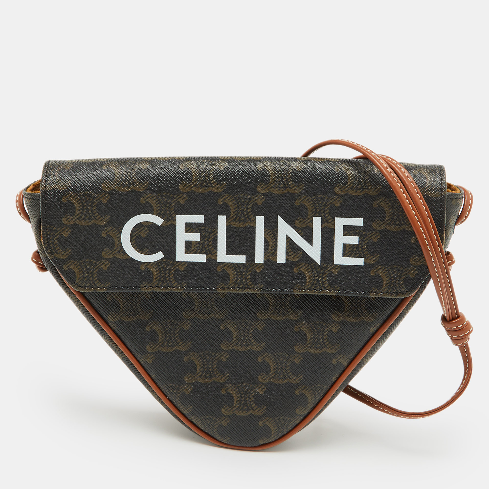 

Celine Tan Triomphe Canvas and Leather Triangle Crossbody Bag