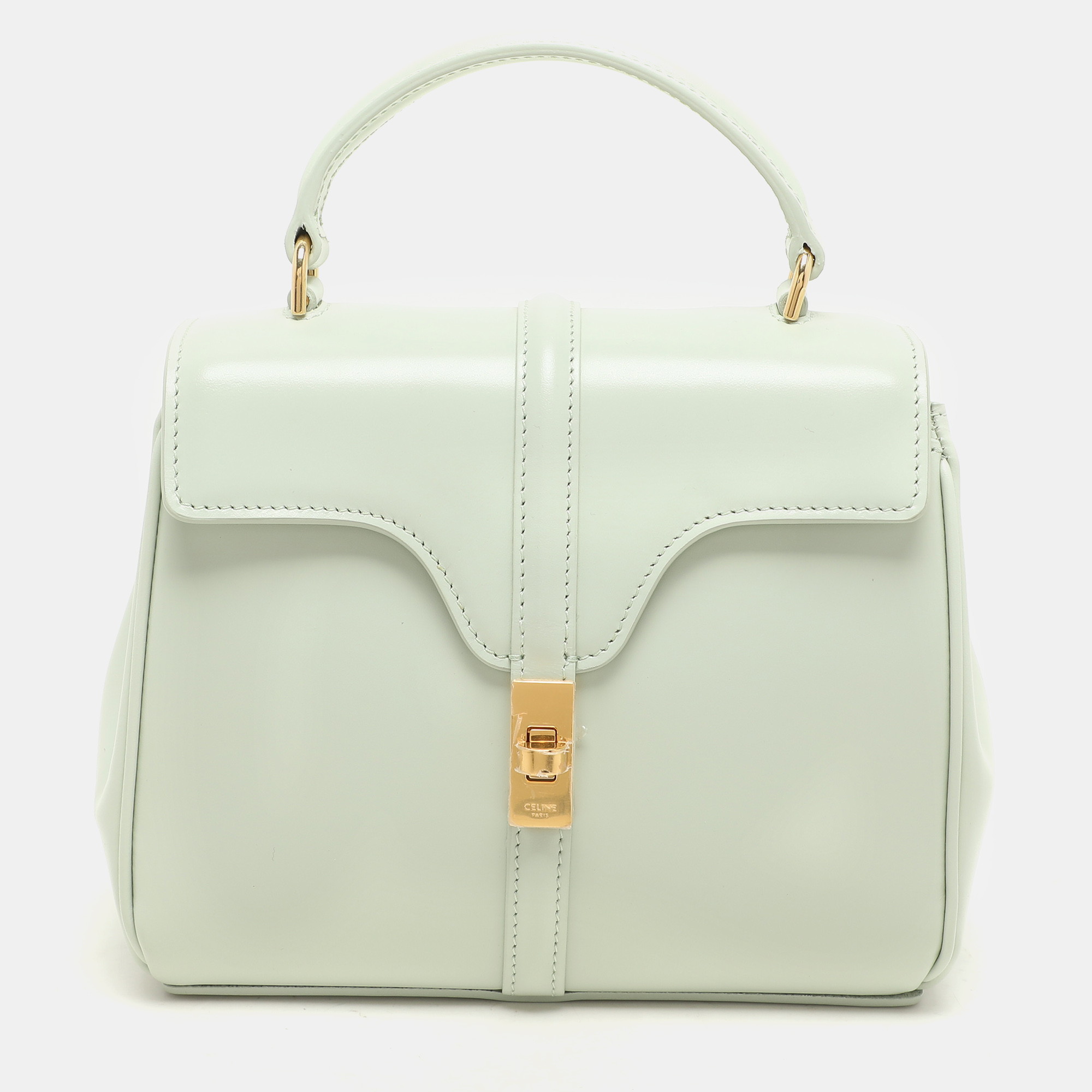 

Celine Jade Leather Mini 16 Top Handle Bag, Green