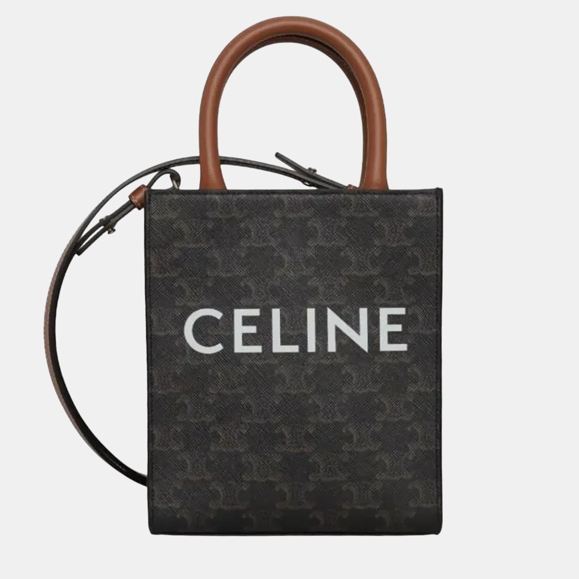 Pre-owned Celine Triomphe Vertical Burnt Canvas Tote Bag In Brown