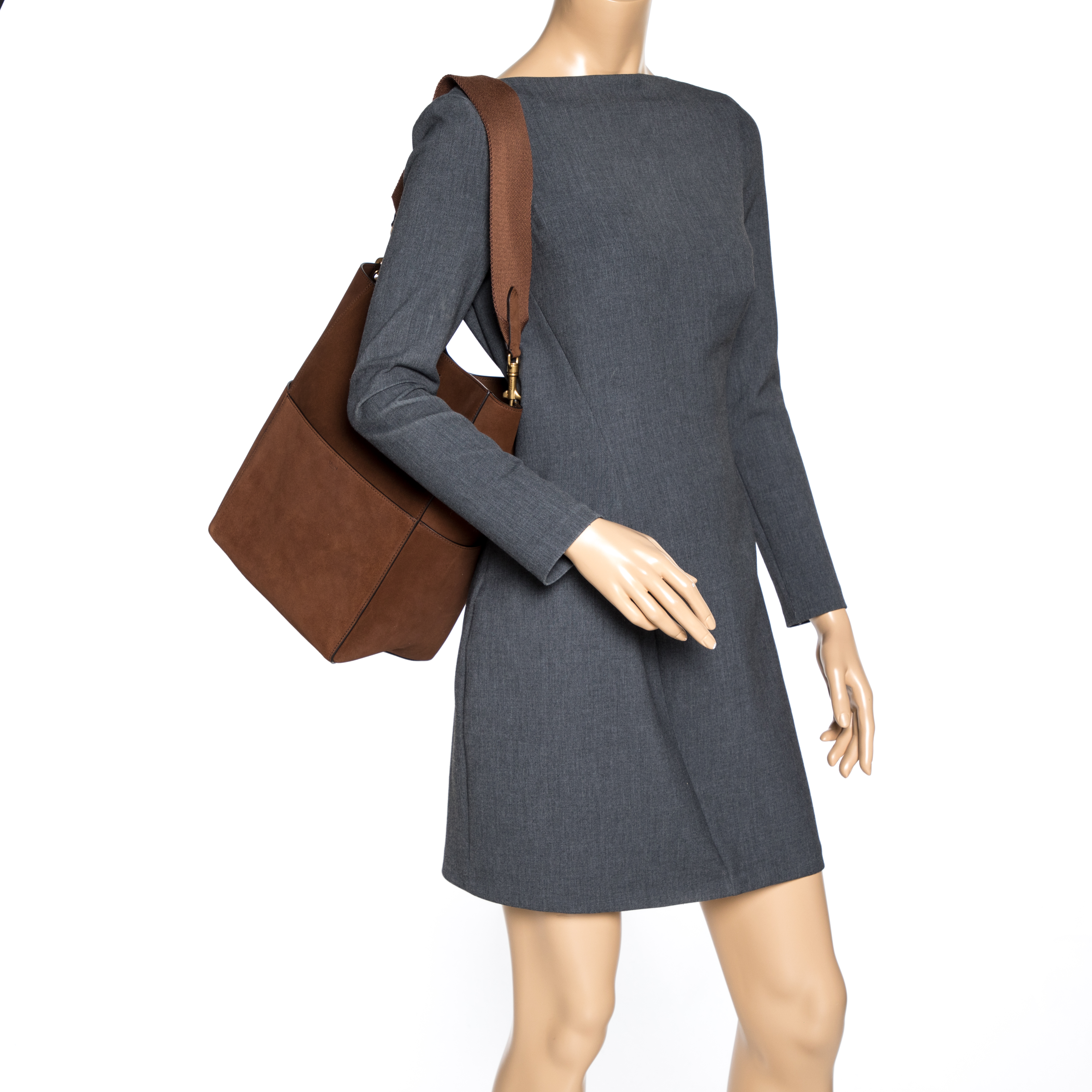 

Celine Brown Suede Sangle Bucket Bag
