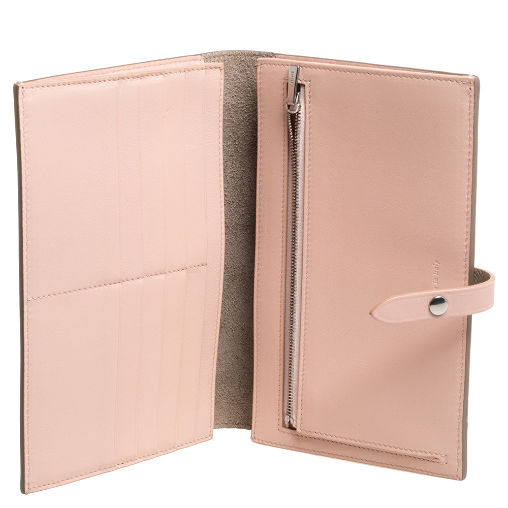 

Celine Beige/Pink Leather Large Multifunction Strap Wallet
