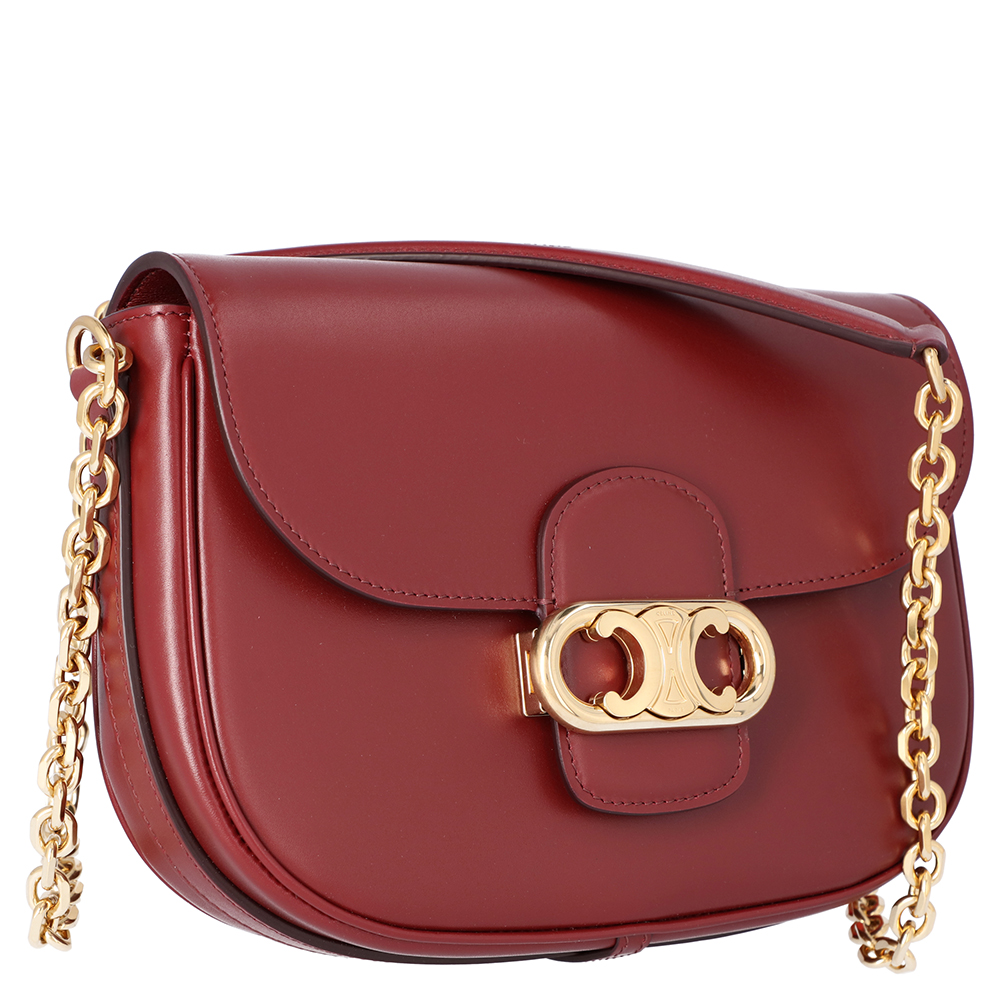 

Celine Burgandy Leather Medium Chaine Maillon Triomphe Bag, Burgundy