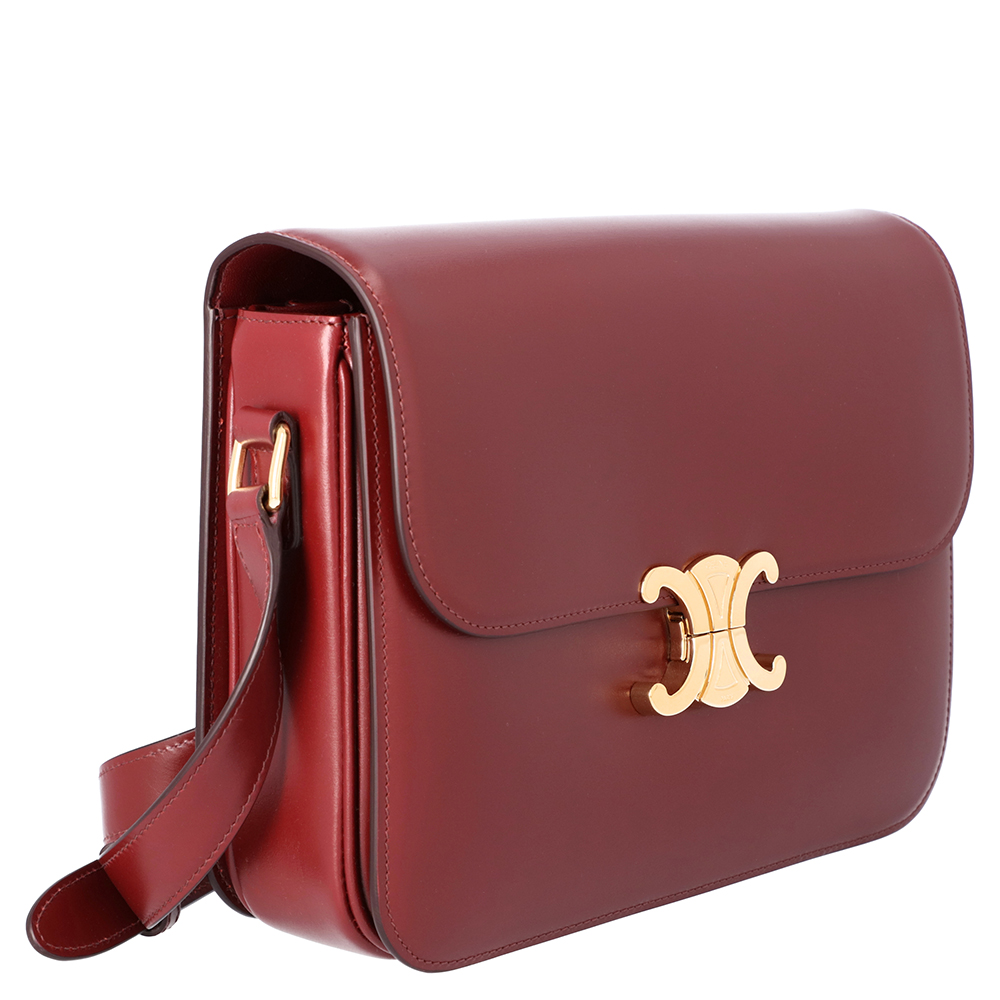 

Celine Burgandy Leather Medium Triomphe Bag, Burgundy