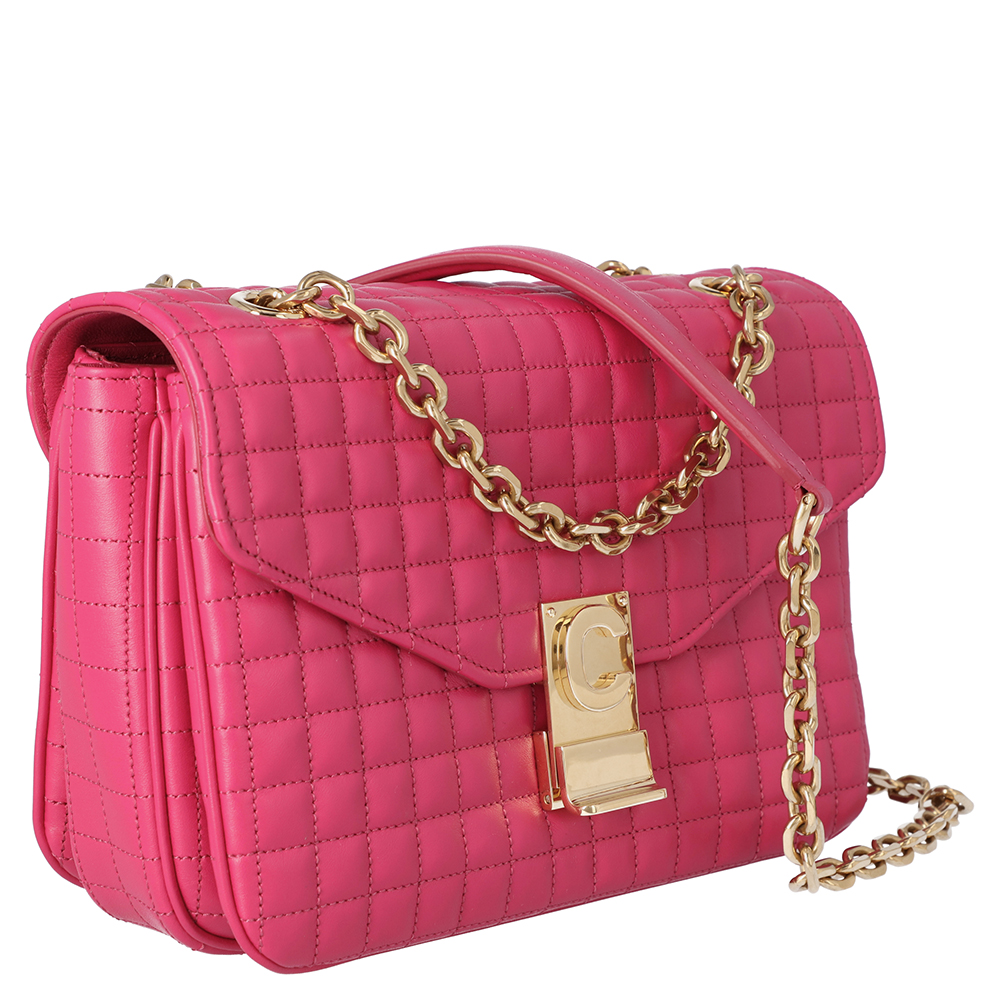 

Celine Pink Quilted Calfskin Leather Medium C Shoulder Bag