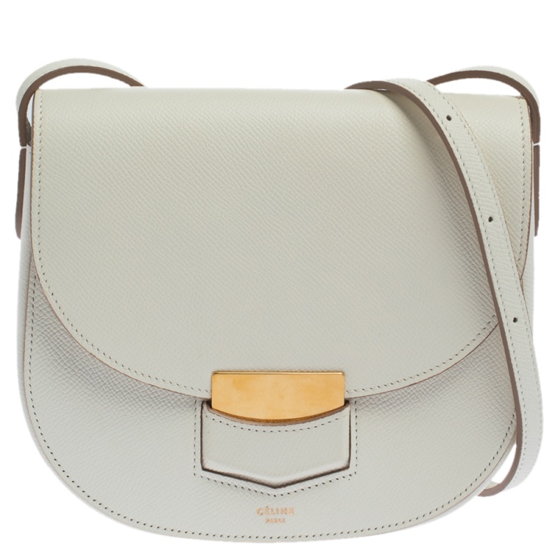 Pre-owned Celine White Leather Small Trotteur Crossbody Bag