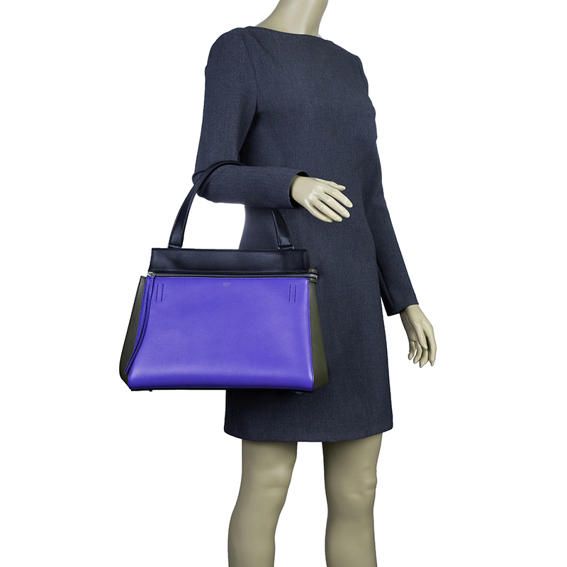 

Celine Blue Tri Color Calfskin Leather Edge Shoulder Bag, Multicolor