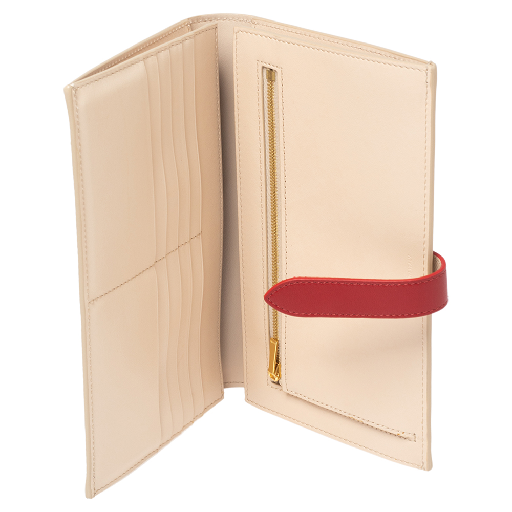 

Celine Bicolor Leather Large Strap Wallet, Red