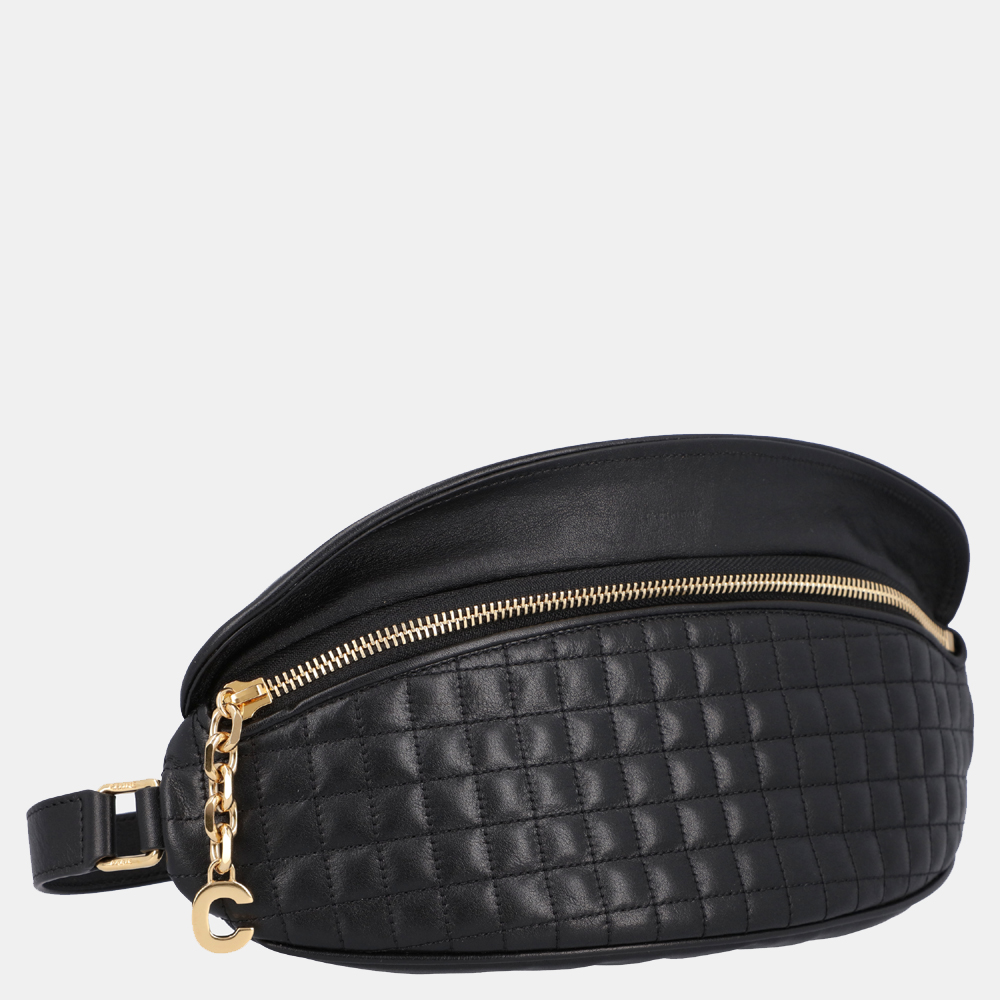 

Celine Black Quilted Leather C Charm Belt Bag