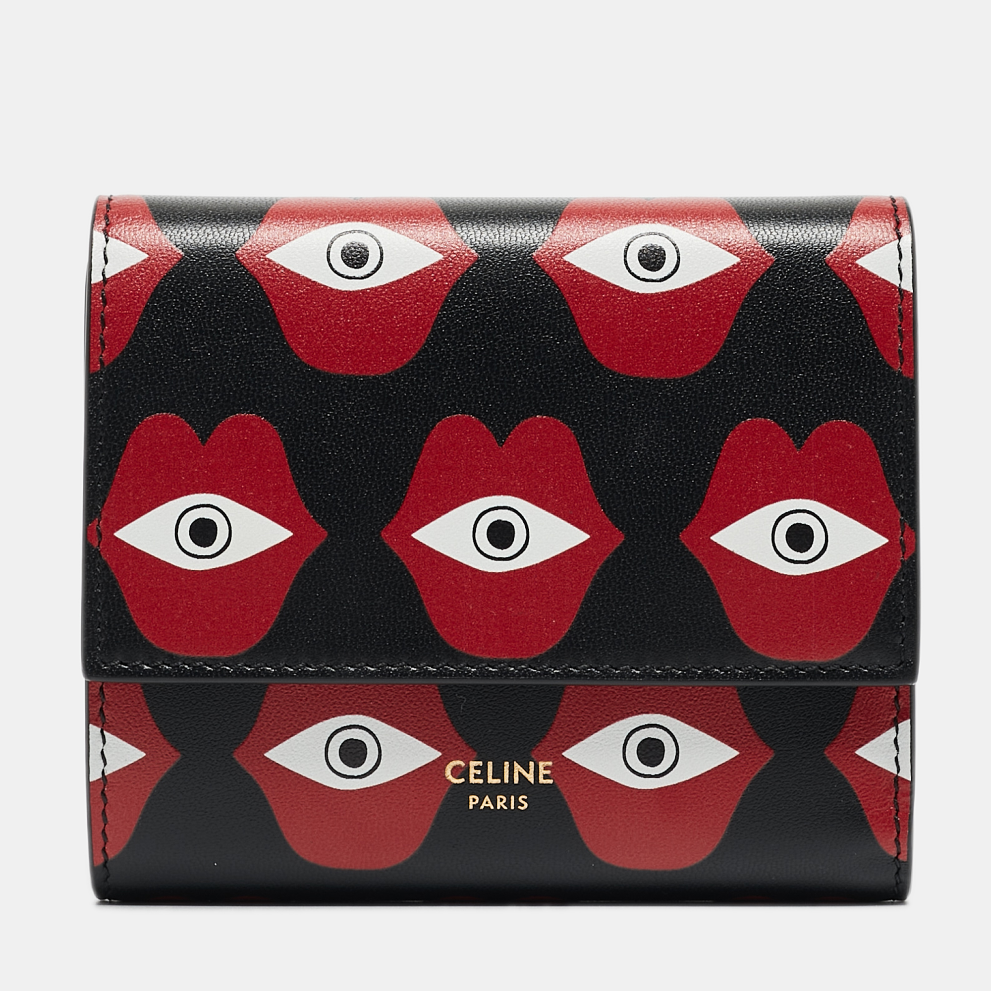 Pre Owned Celine x Anneli Sanaye Henriksson Leather Telepathic Love Trifold Wallet