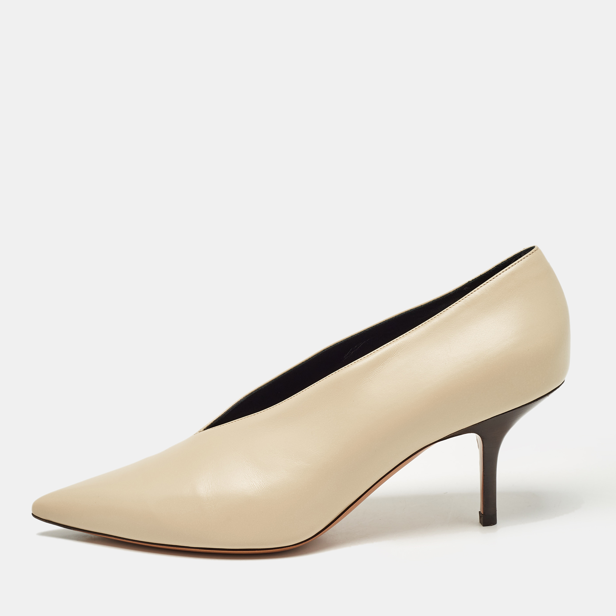 

Celine Beige Leather V Neck Pumps Size