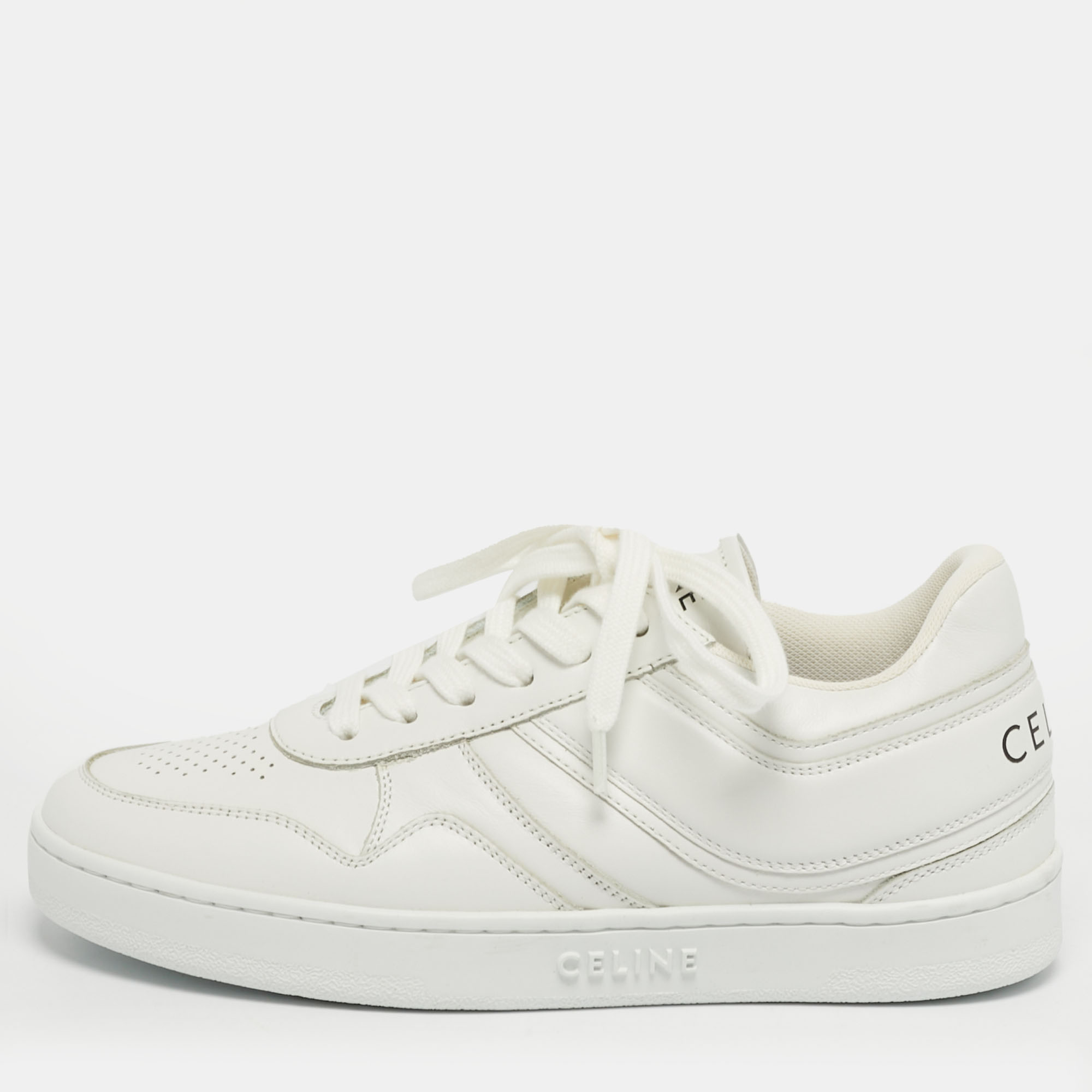 

Celine White Leather Logo Low Top Sneakers Size