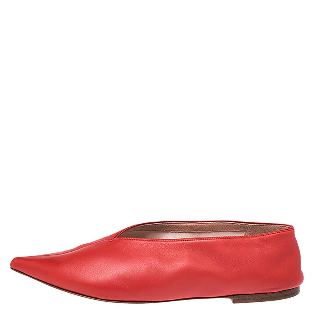 

Celine Red Leather Pointed Toe Flats Size