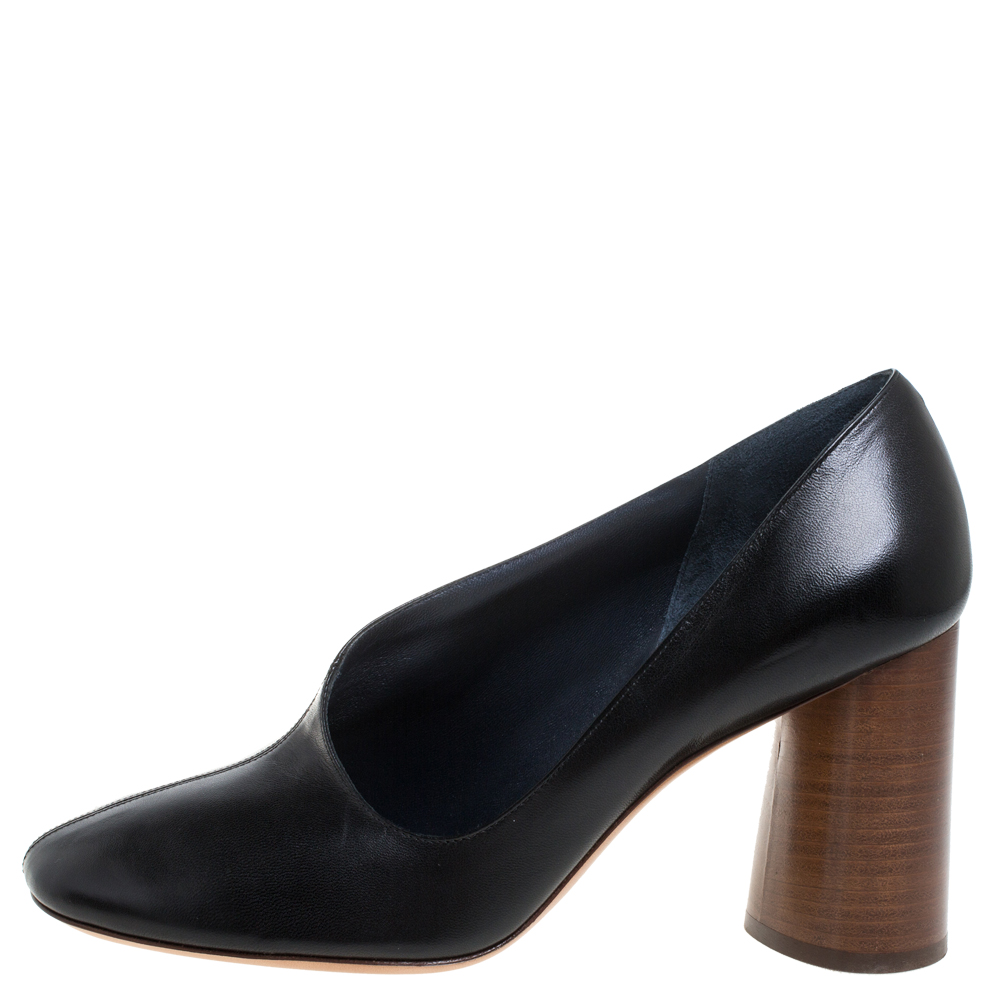 

Celine Black Leather D'orsay Block Heel Pumps Size