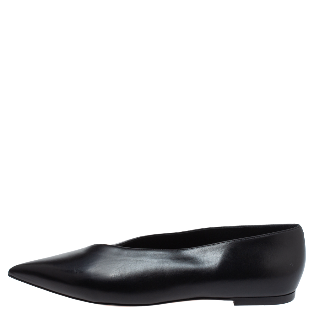 

Celine Black Leather V Neck Ballet Flats Size