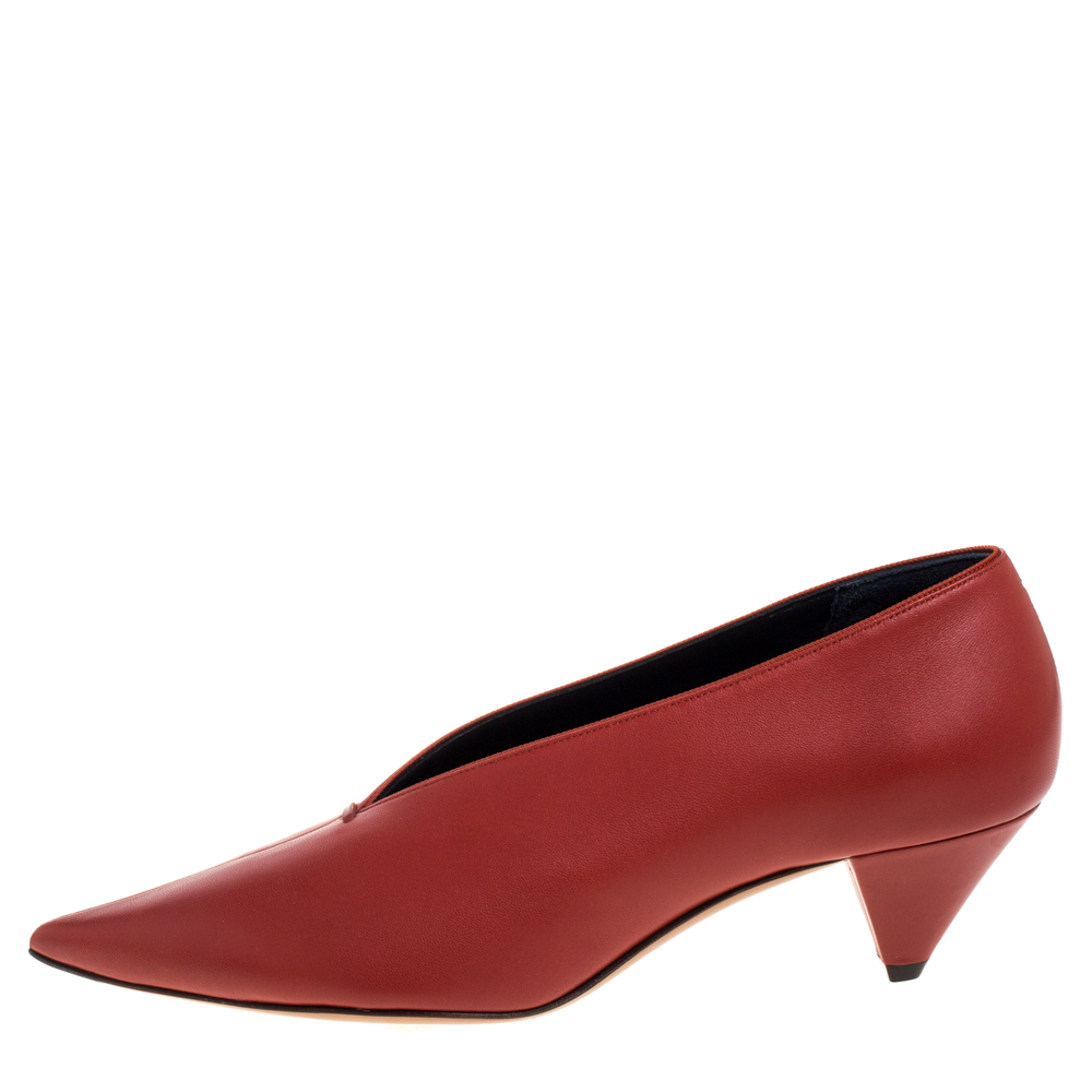 

Celine Burnt Orange Leather V Neck Pumps Size