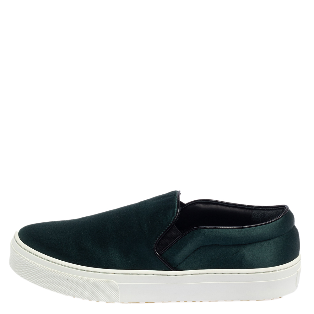 

Celine Bottle Green Satin Slip On Sneakers Size