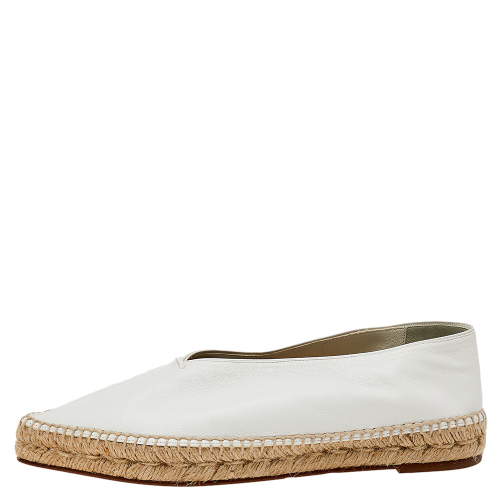 

Celine White Leather Babouche Pointed Toe Espadrilles Size
