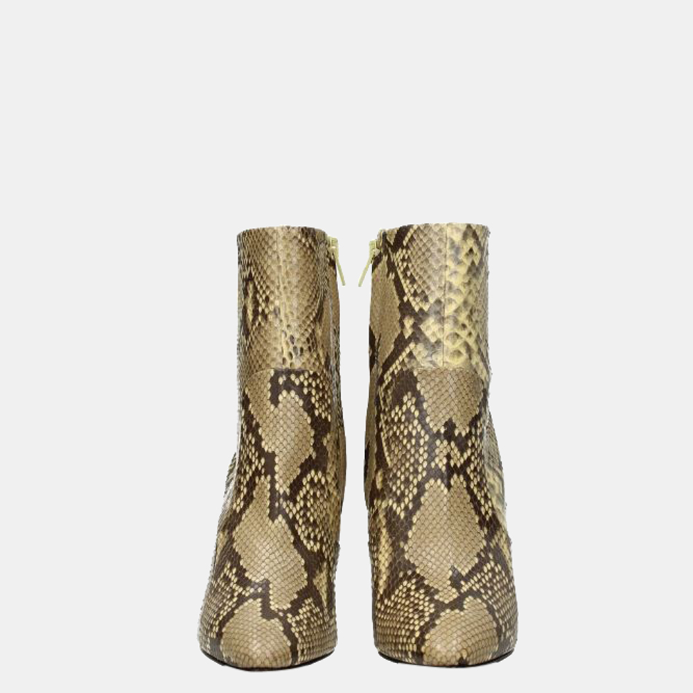 

Celine Beige Leather Python Print Ankle Boots Size US 7 EU