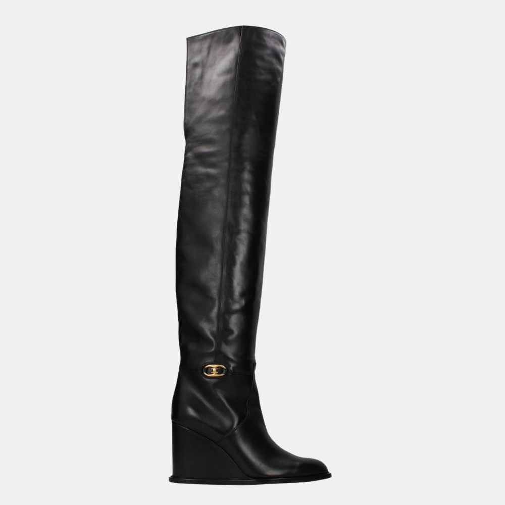 

Celine Black Leather Knee Boots Size IT