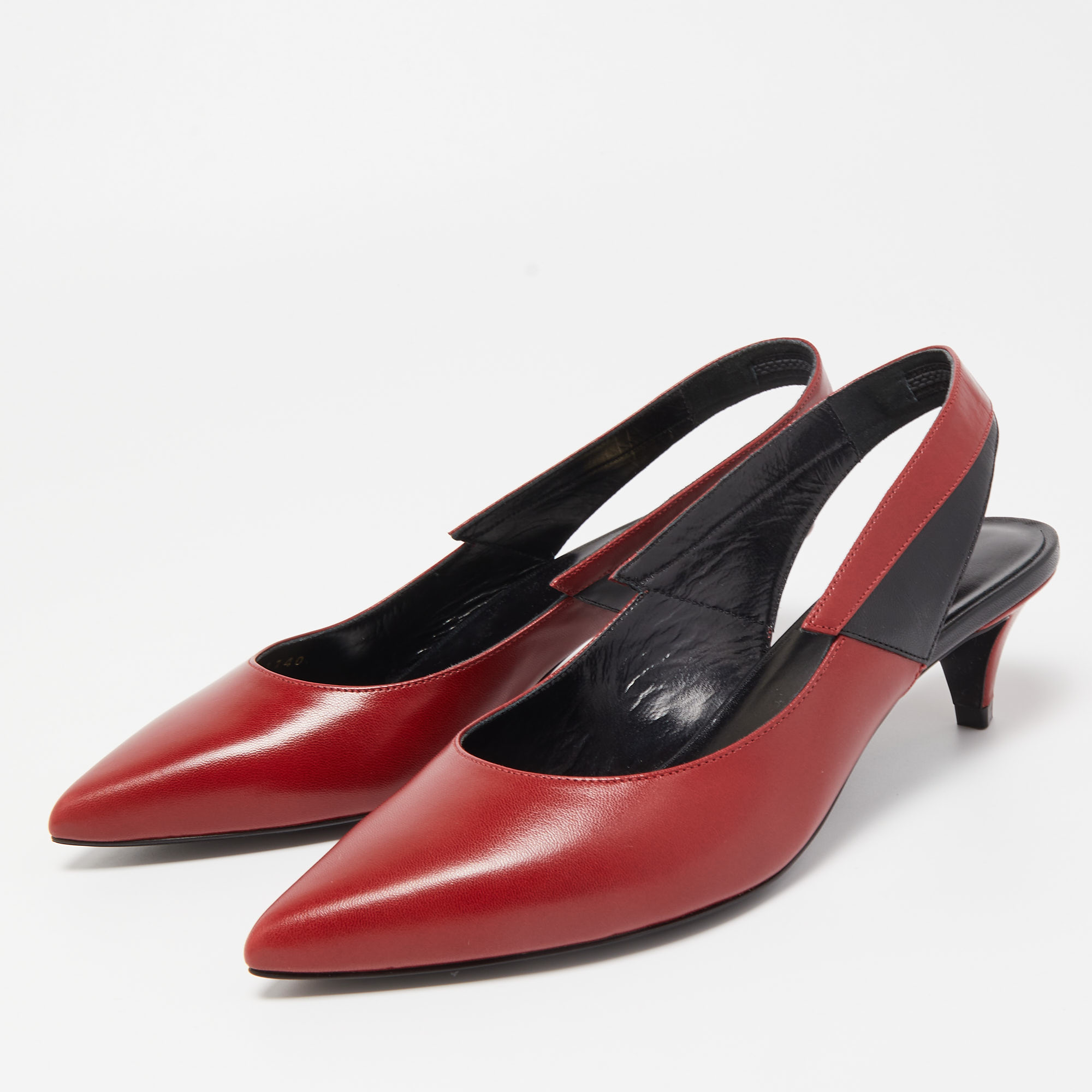 

Celine Red Leather V Neck Slingback Sandals Size