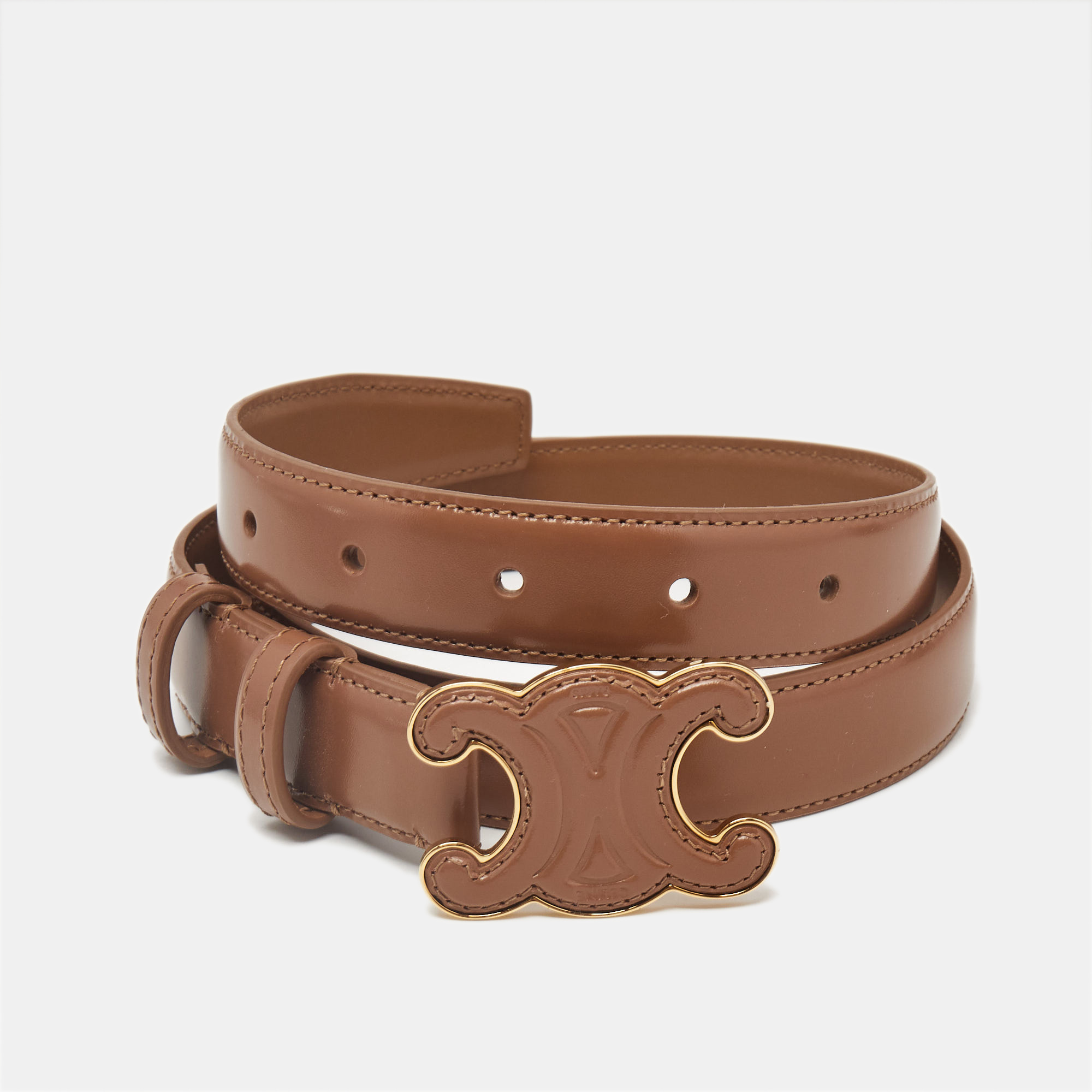 

Celine Brown Leather Triomphe Buckle Belt
