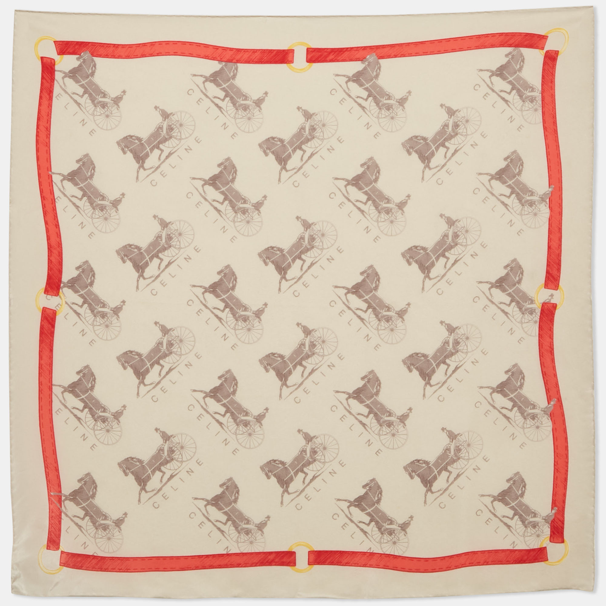 

Celine Beige Logo Print Silk Square Scarf