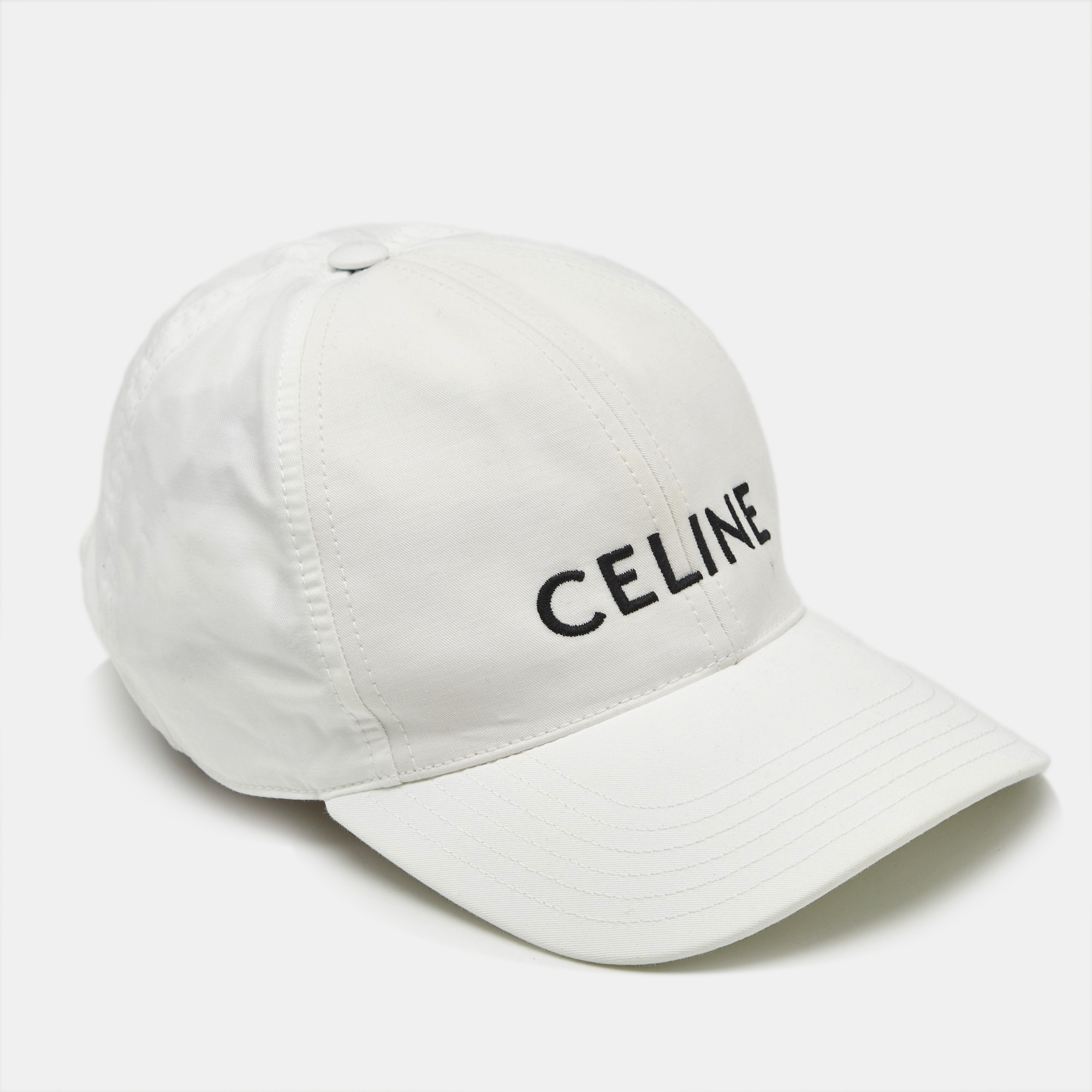 

Celine White Logo Embroidered Cotton Baseball Cap M