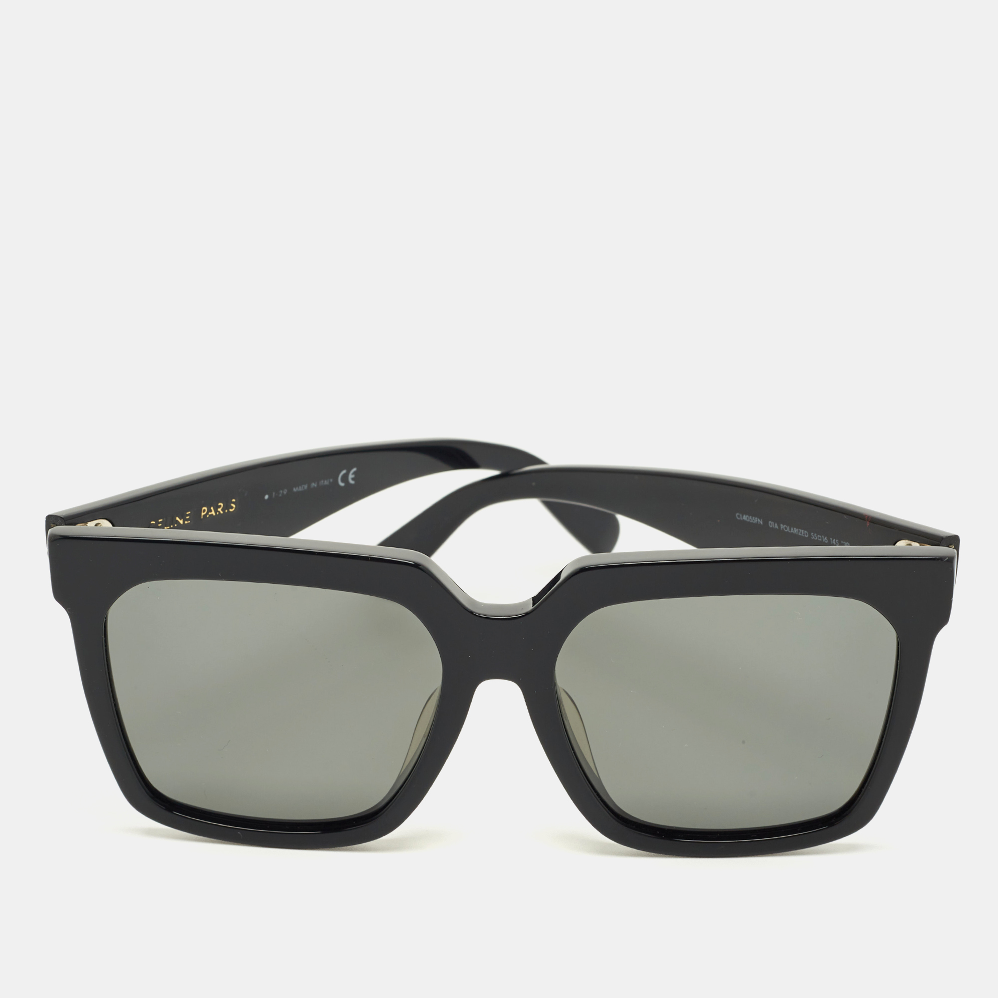 Pre-owned Celine Black Cl4055fn Polarized Square Sunglasses