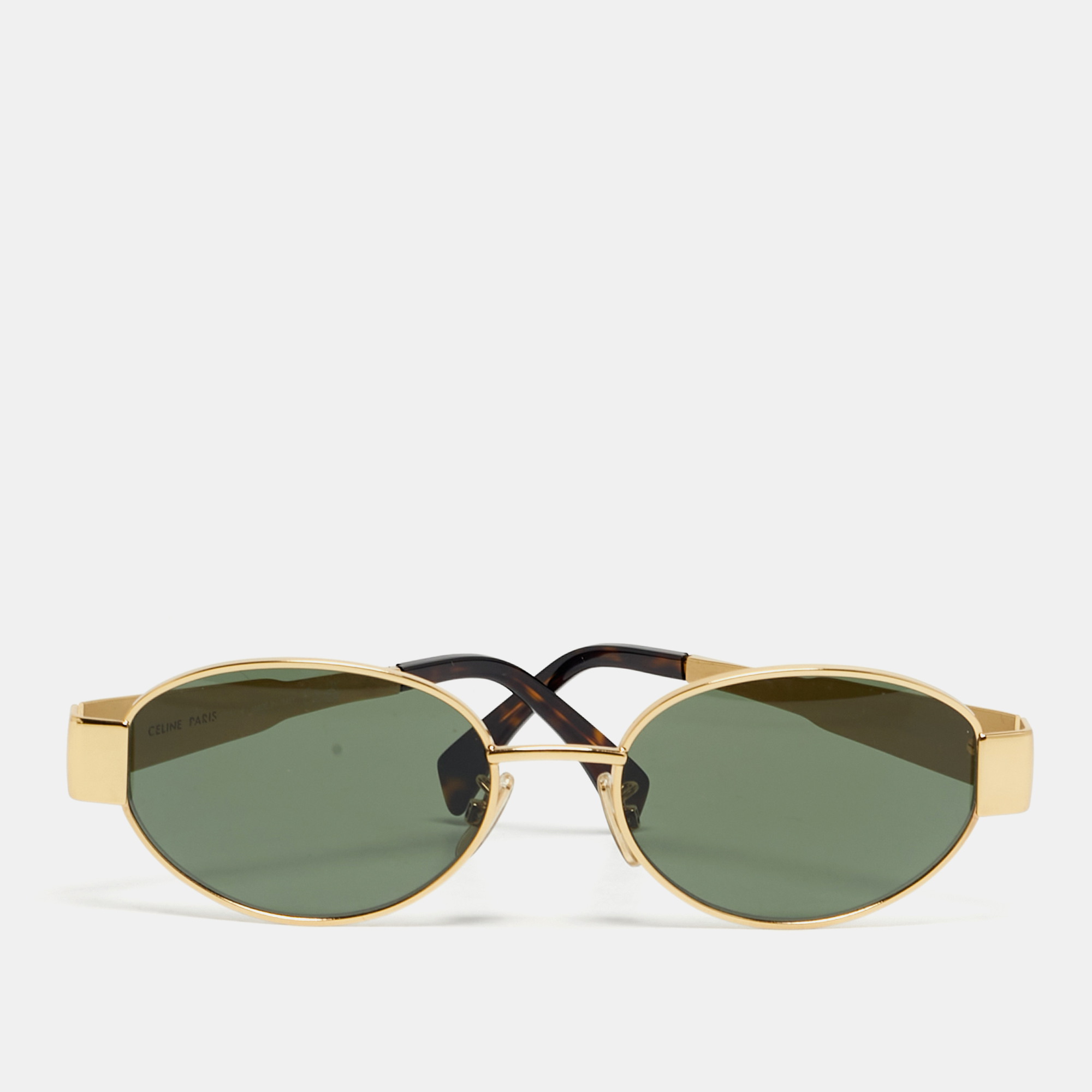 

Celine Green/Gold Tone CL40235U Triomphe Oval Sunglasses