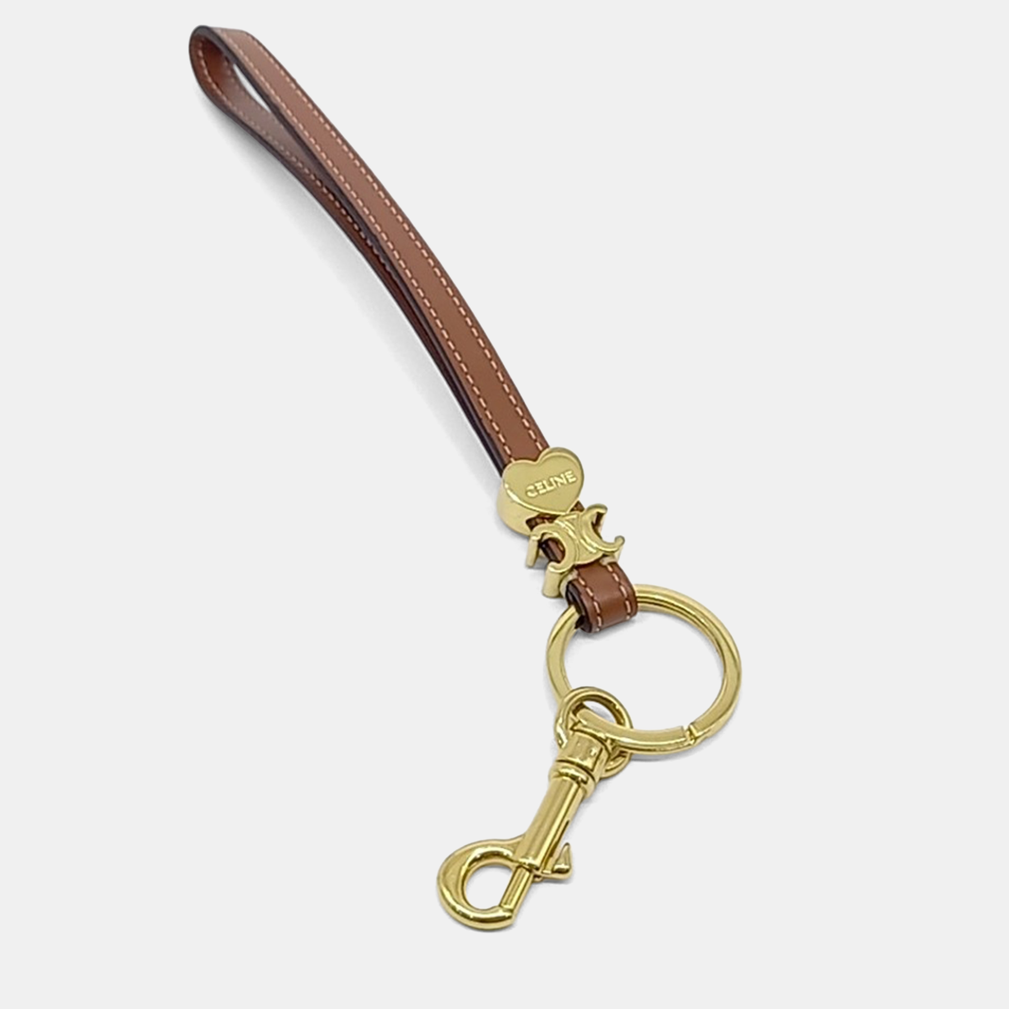 Pre-owned Celine Keyring And White Charm In Brown