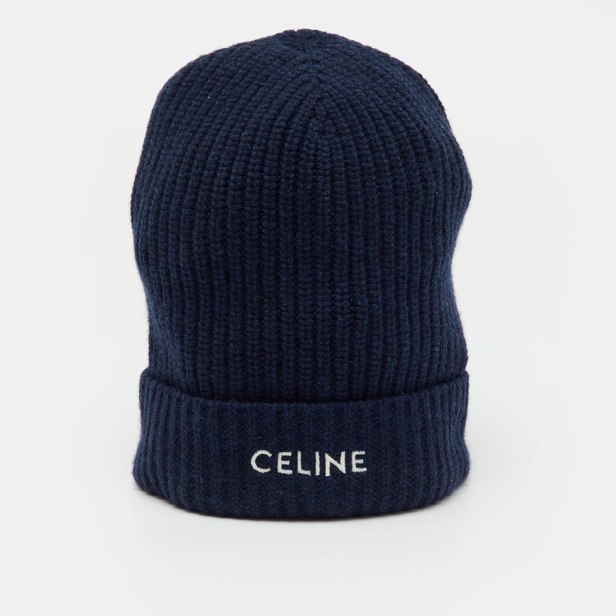 

Celine Navy Blue Logo Cashmere Knit Beanie