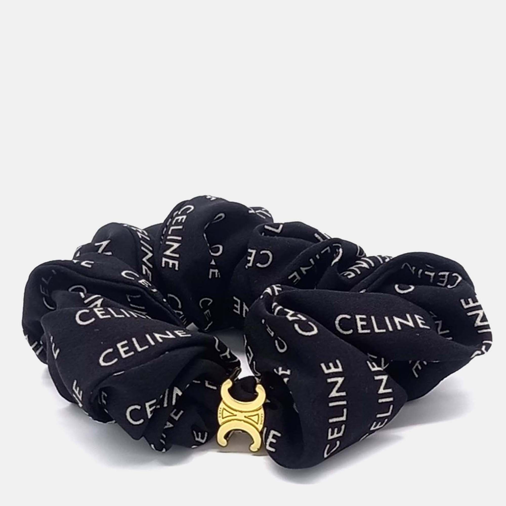 Pre-owned Celine Black Silk Hair Scrunchie