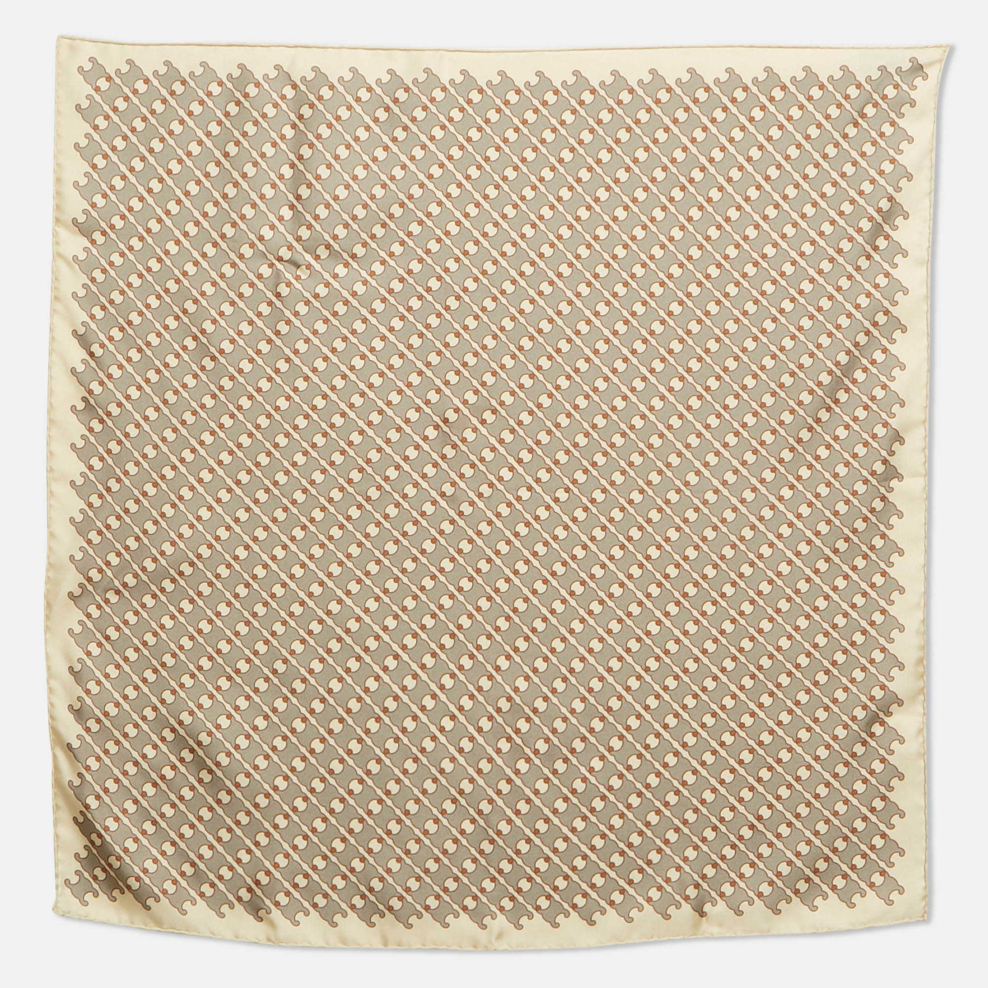 

Celine Beige Triomphe Print Silk Square Scarf