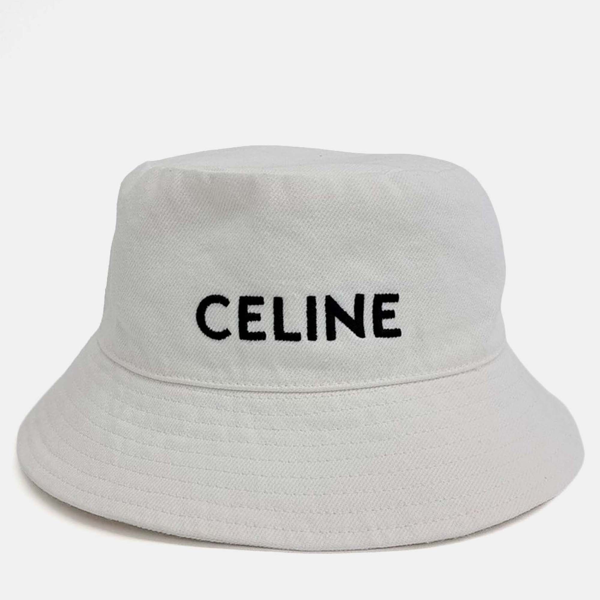 

Celine White Cotton Bucket Hat