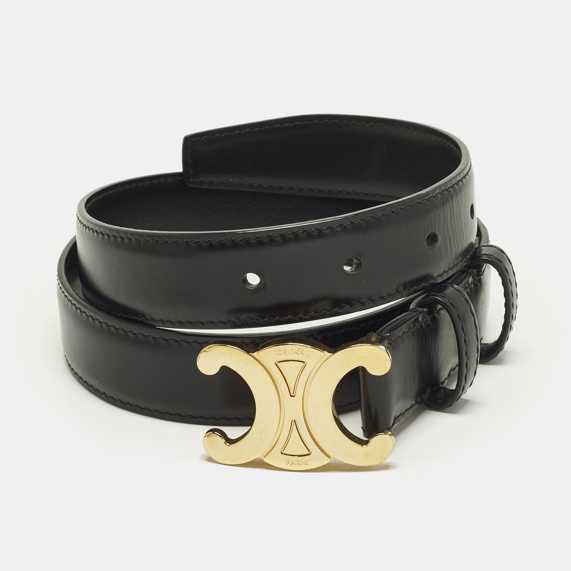 

Celine Triomphe 75CM Belt Black Leather