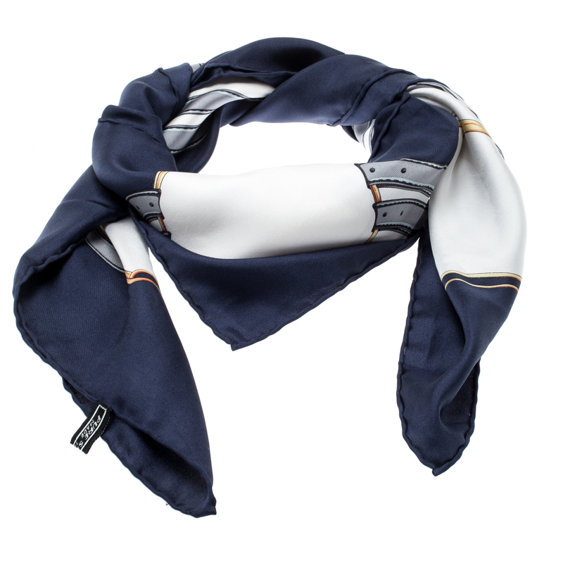 

Celine Multicolor Harness Printed Silk Square Scarf