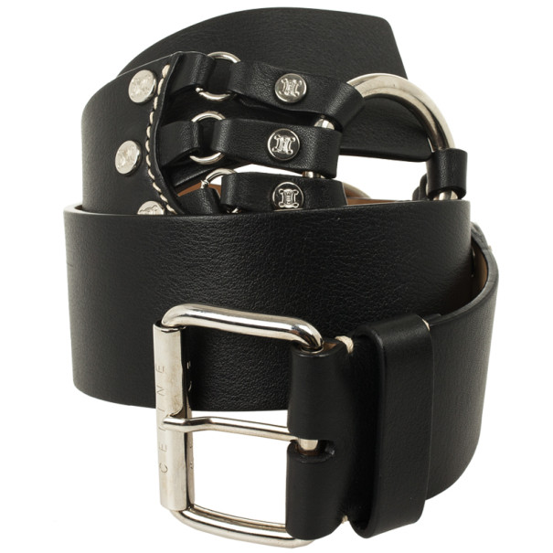 Celine Black Leather Logo Studded Belt 93.5 CM