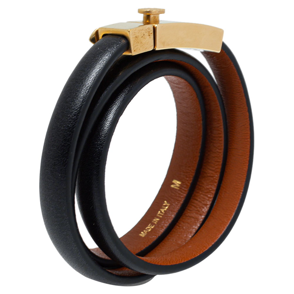 

C÷line Black Leather Triple Tour Bracelet