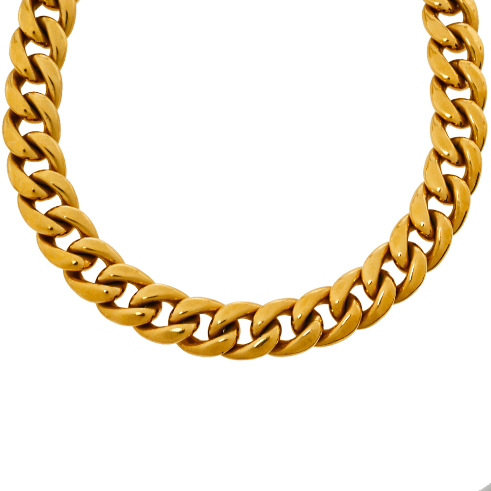 

C÷line Gold Tone Chunky Curb Chain Choker Necklace