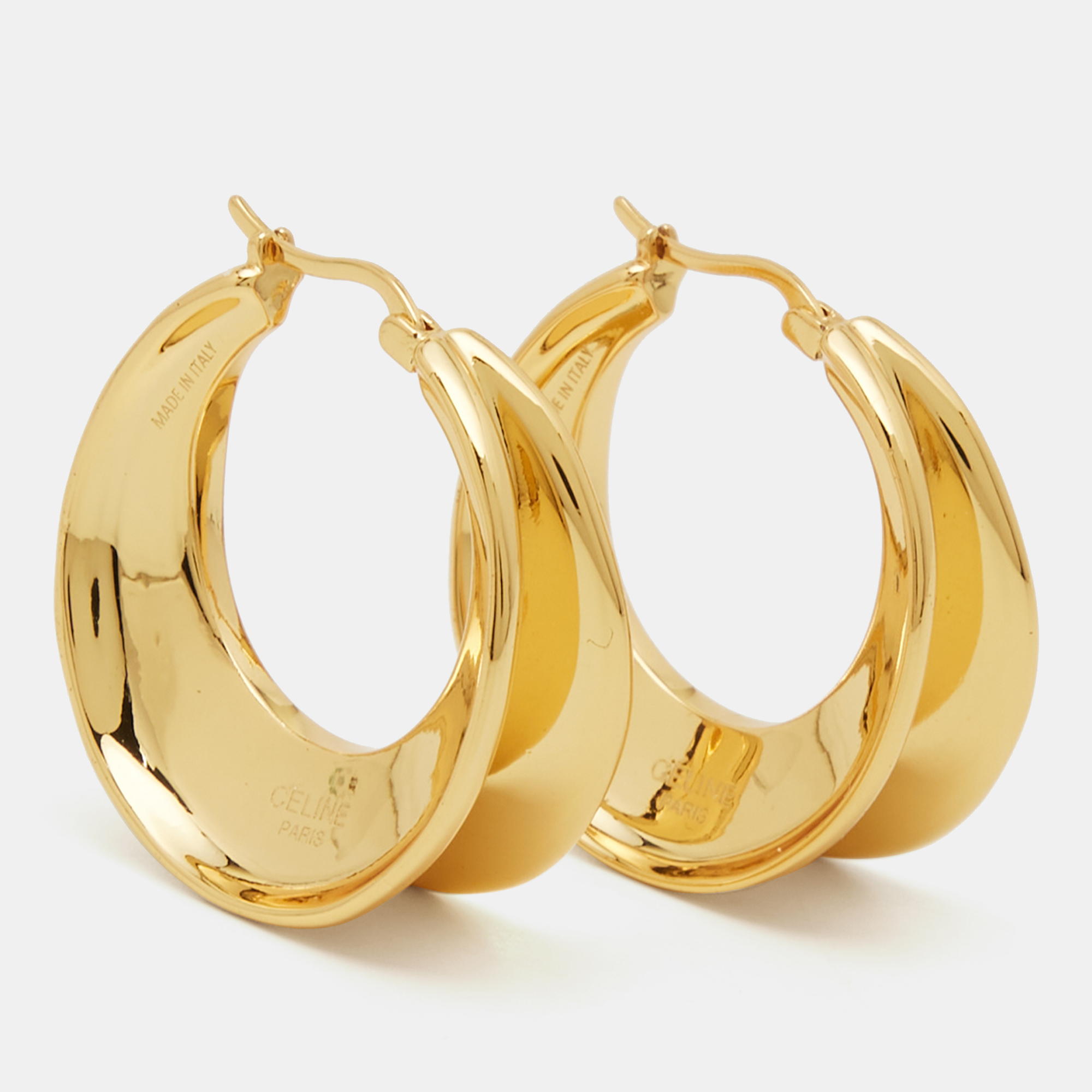 

Céline Gold Tone Folded Hoop Earrings