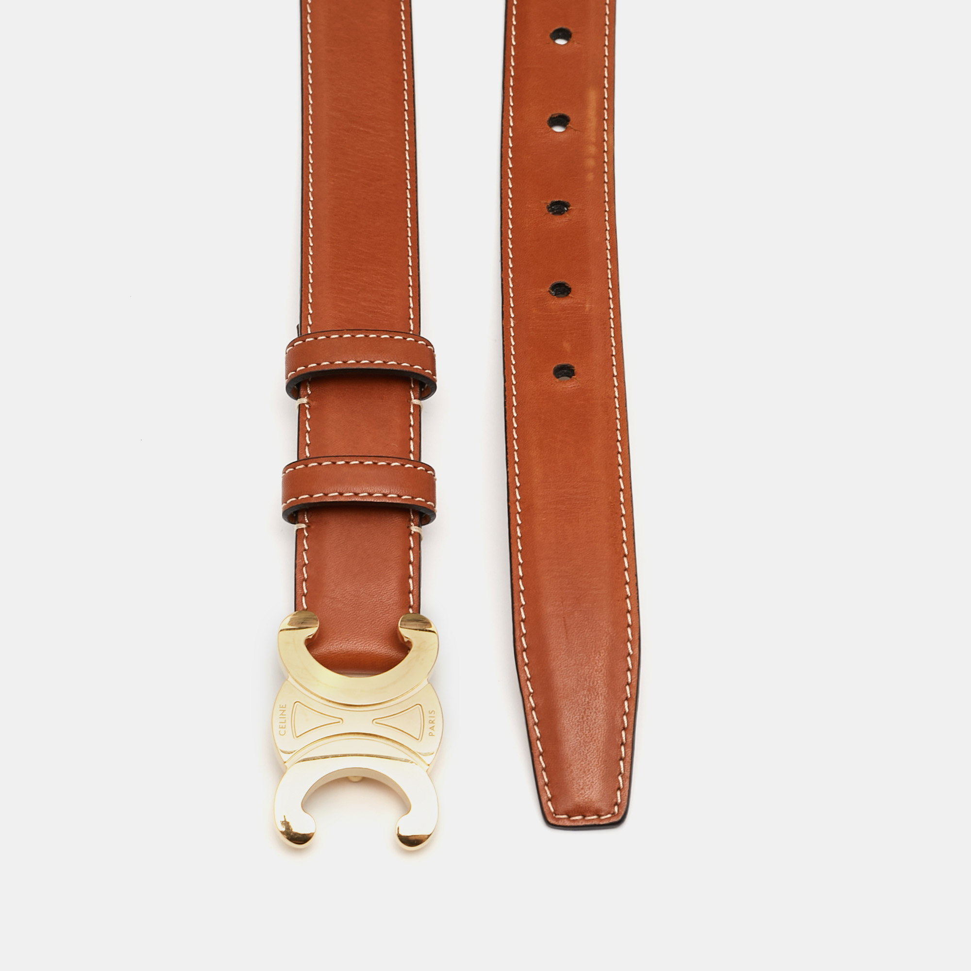 

Celine Brown Leather Macadam Buckle Belt