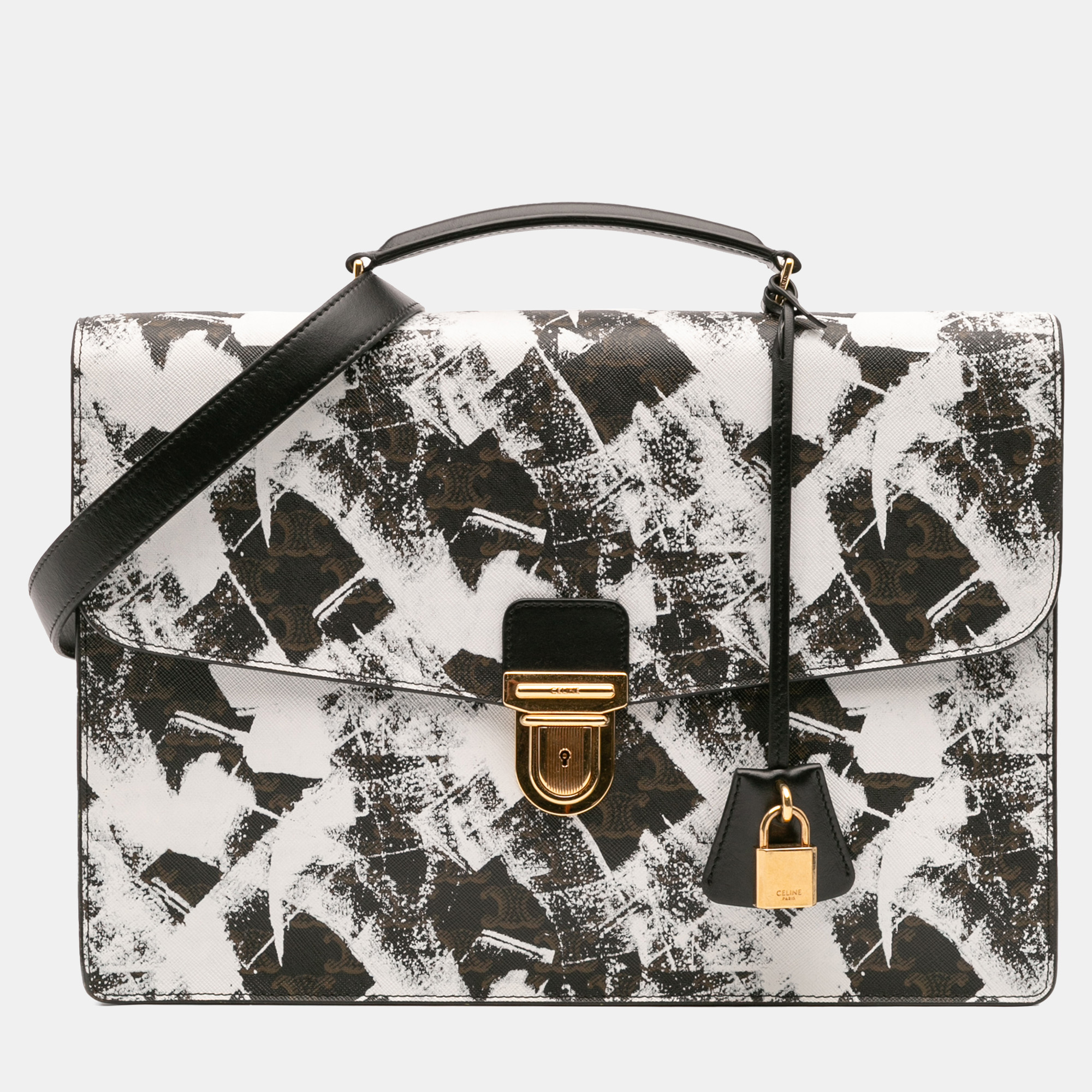 

Celine Brown Small Triomphe Coated Canvas Box Cartable Briefcase